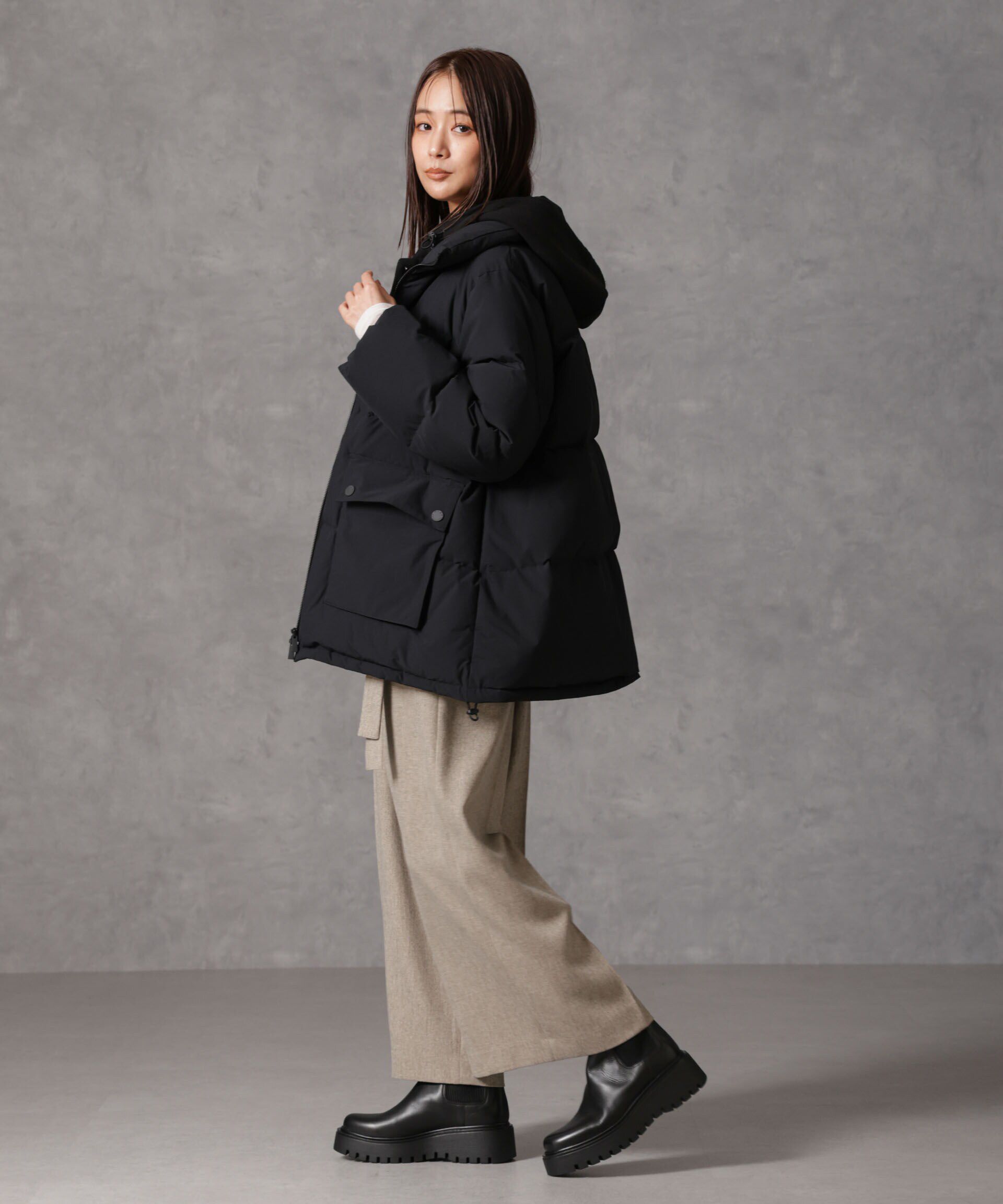 nano･universe「「西川ダウン(R)」2WAY異素材フードダウン」|ダウン|