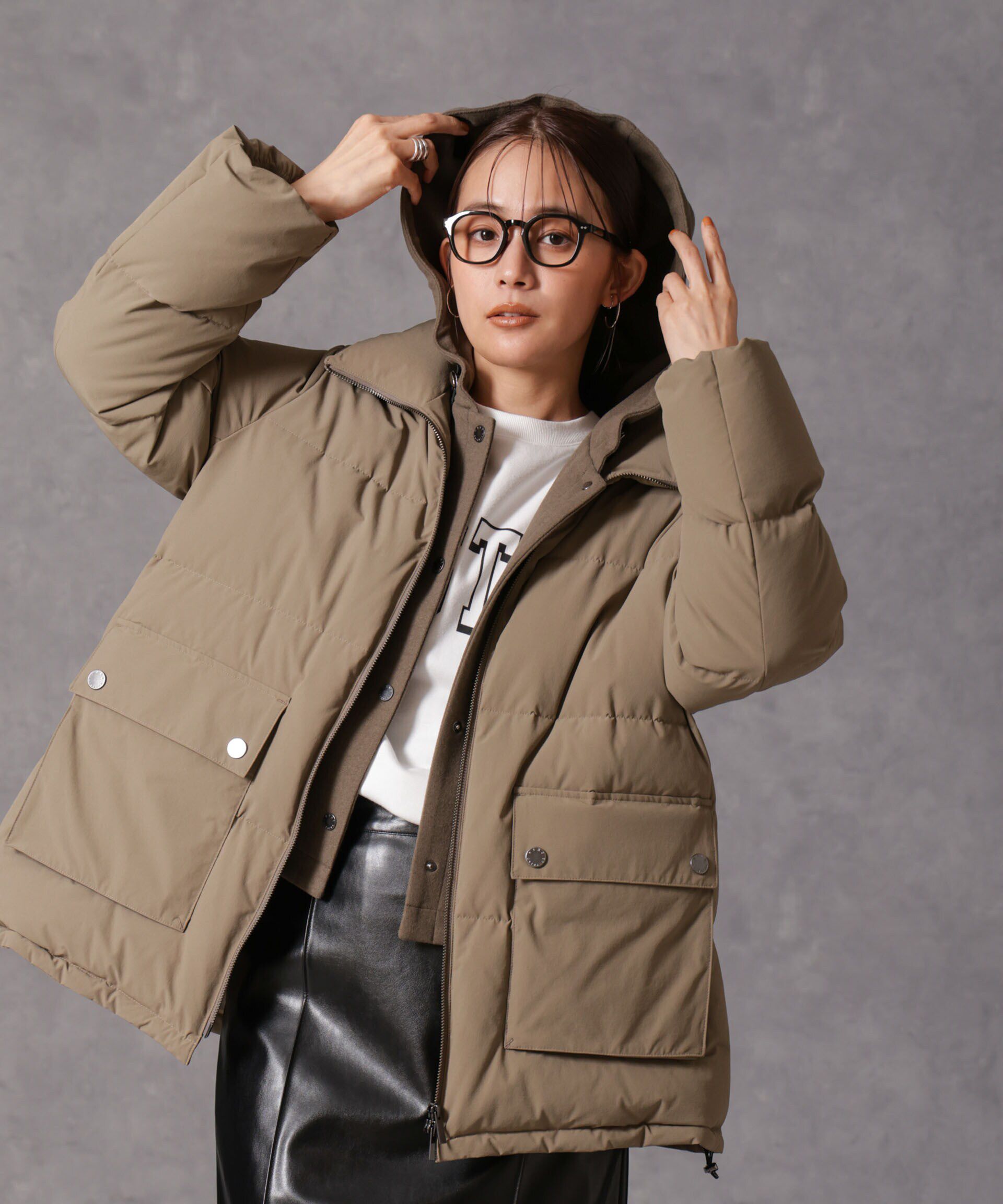 nano･universe「「西川ダウン(R)」2WAY異素材フードダウン」|ダウン|