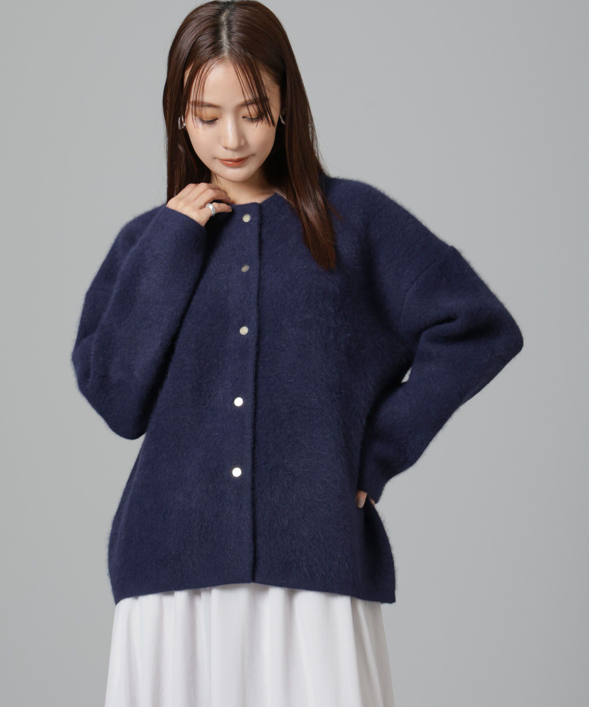 nano･universe「ウォッシャブルフォックスリバーニットジャケット」|ニット・セーター|