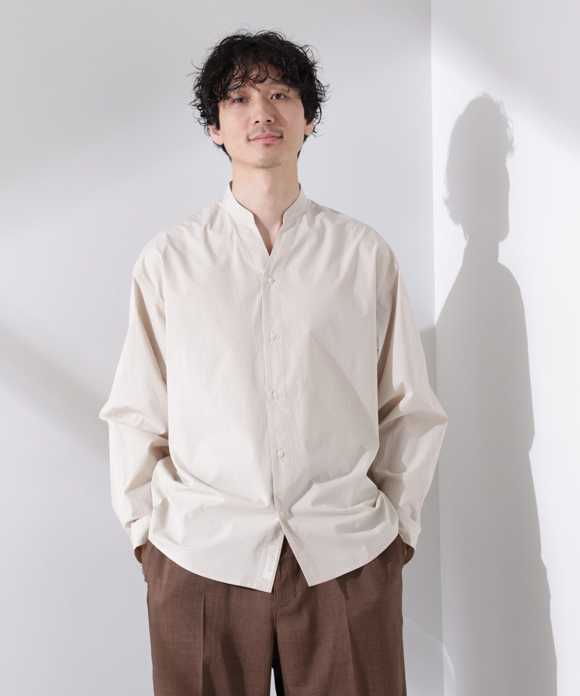 nano･universe「「大人のワイドシャツ」バンドカラー 長袖」|シャツ・ブラウス|