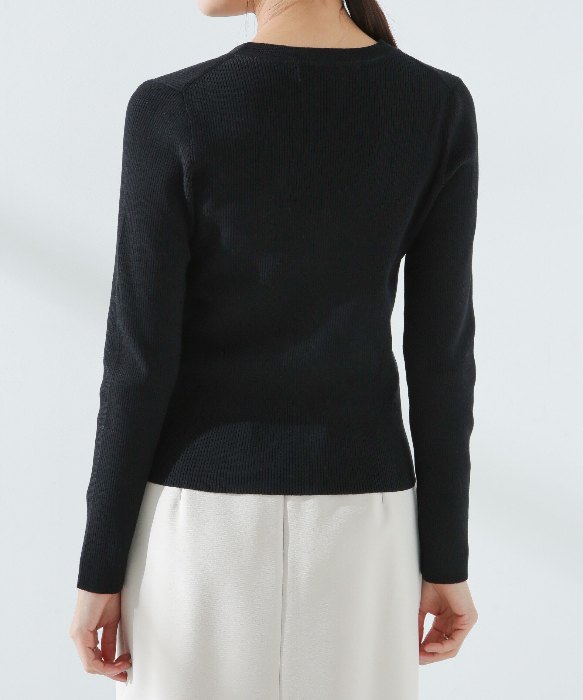 nano･universe「ウォッシャブルハイツイストVネックリブカーディガン」|ニット・セーター|