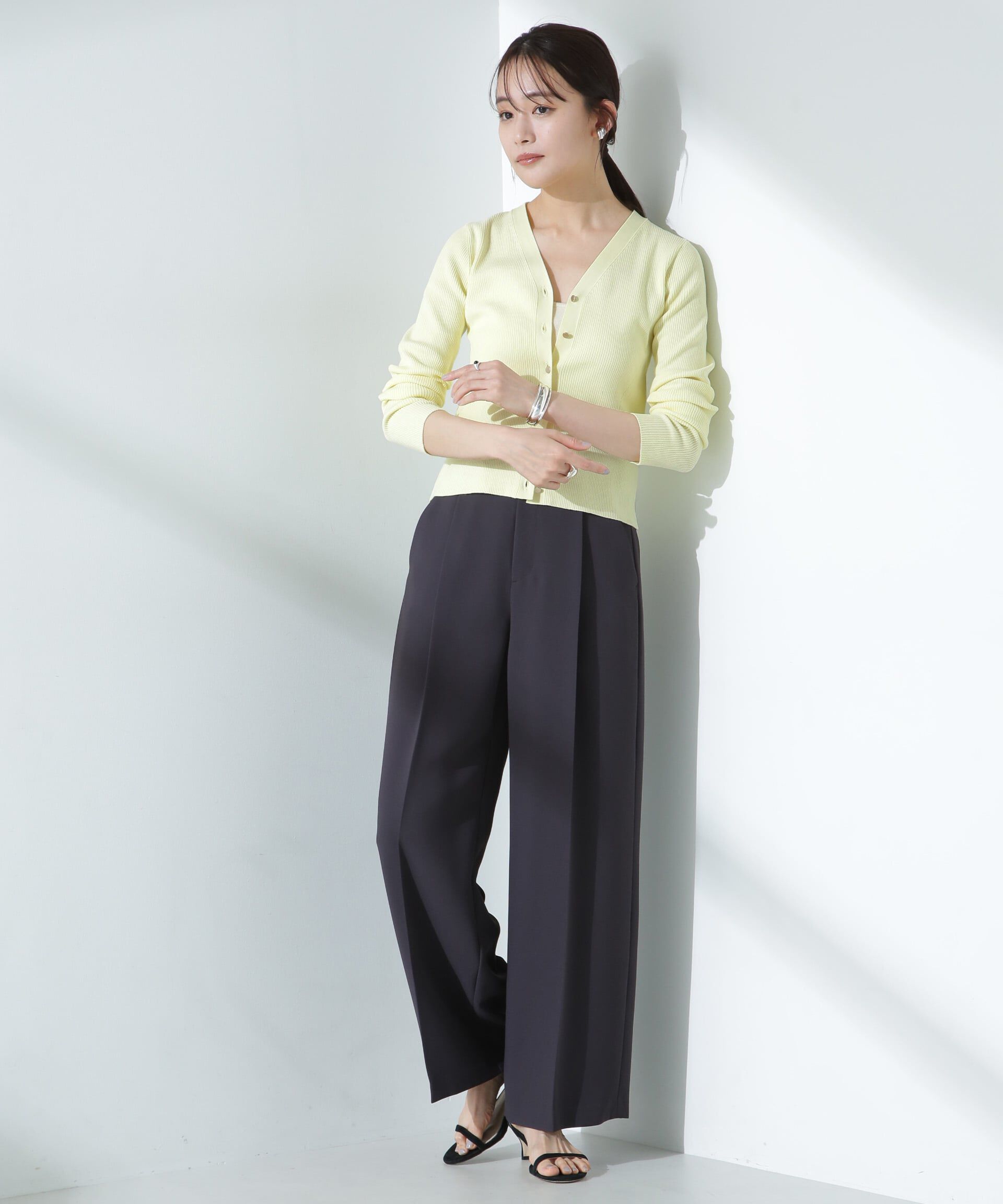 nano･universe「ウォッシャブルハイツイストVネックリブカーディガン」|ニット・セーター|