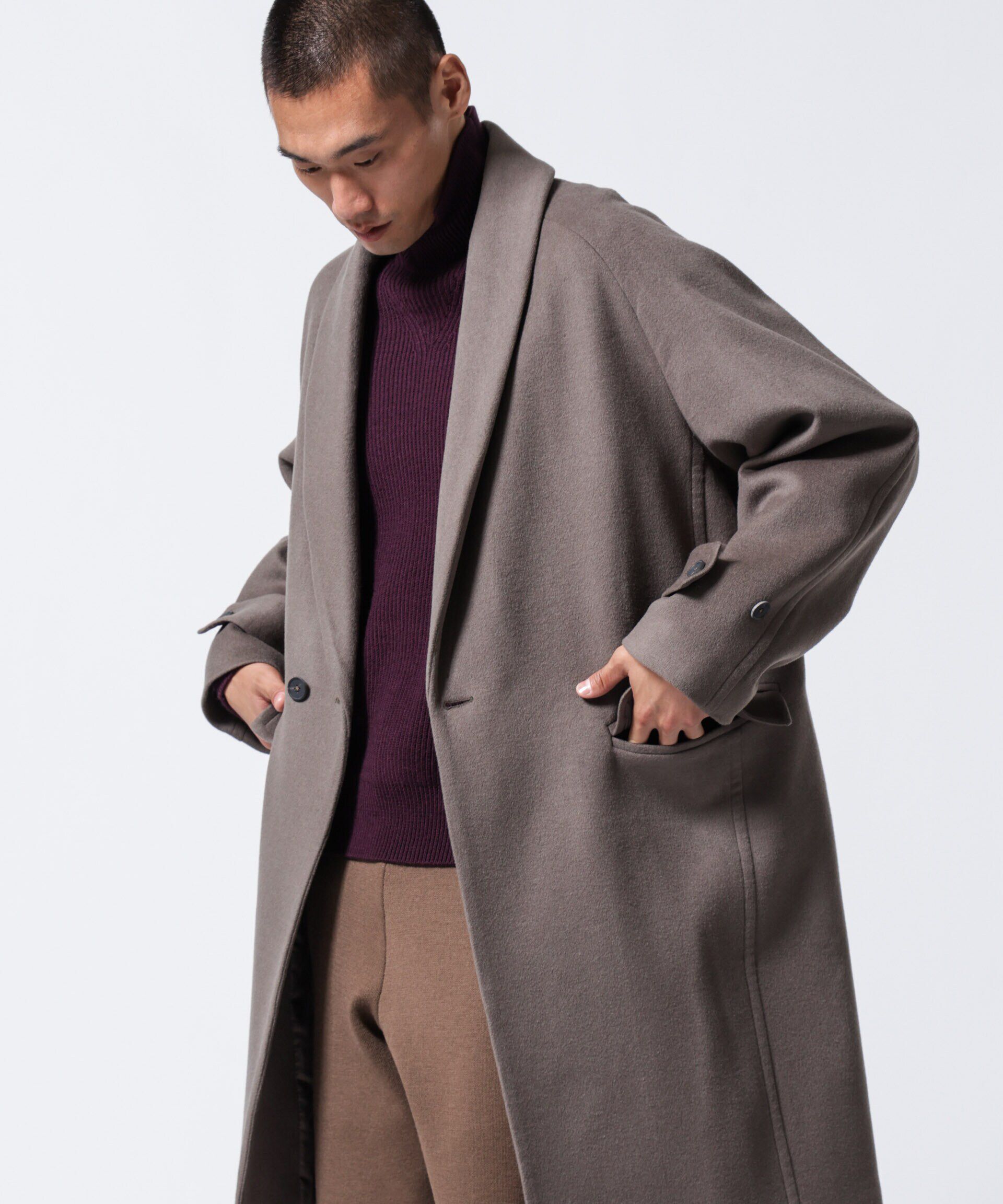 nano･universe「｢ASSEMBLANC｣シルクブレンドダブルクロスショールカラーコート」|その他|