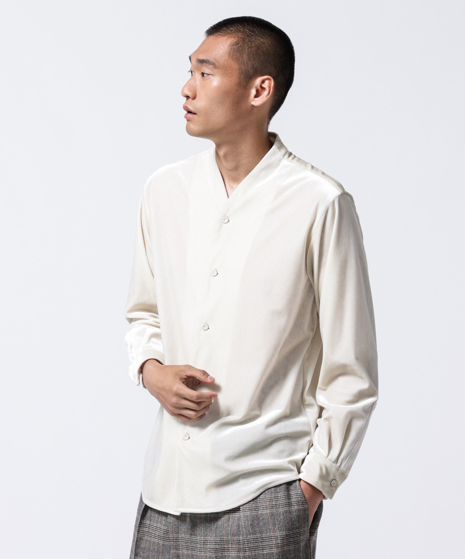 nano･universe「「ASSEMBLANC」トリアセテートベルベットシャツブルゾン」|シャツ・ブラウス|