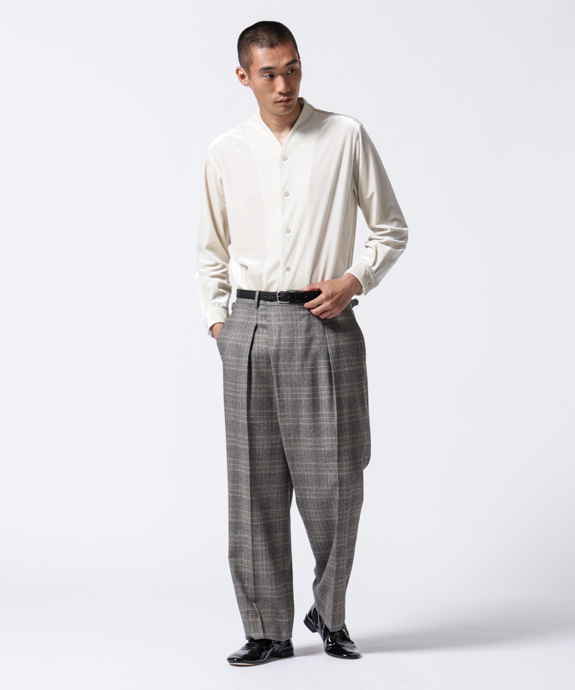 nano･universe「「ASSEMBLANC」トリアセテートベルベットシャツブルゾン」|シャツ・ブラウス|