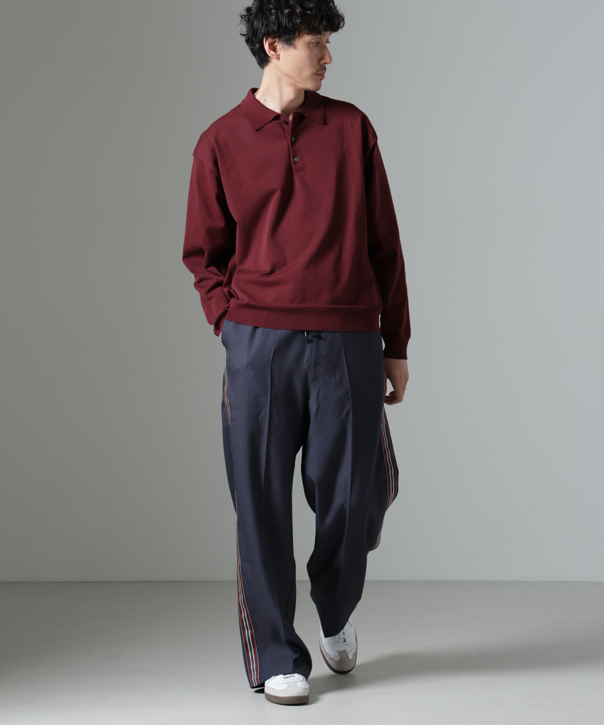 nano･universe「テックツイルサイドストライプイージーパンツ」|チノ|