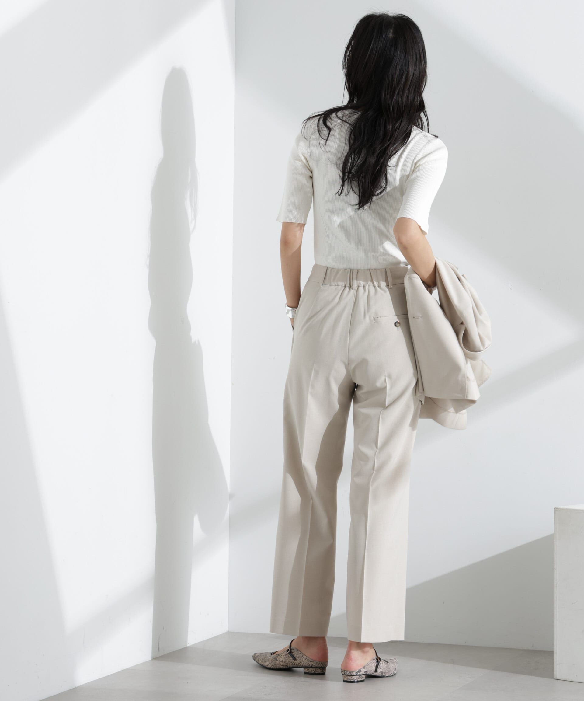 nano･universe「ライトファンクション タックセミワイドパンツ(セットアップ可)」|チノ|