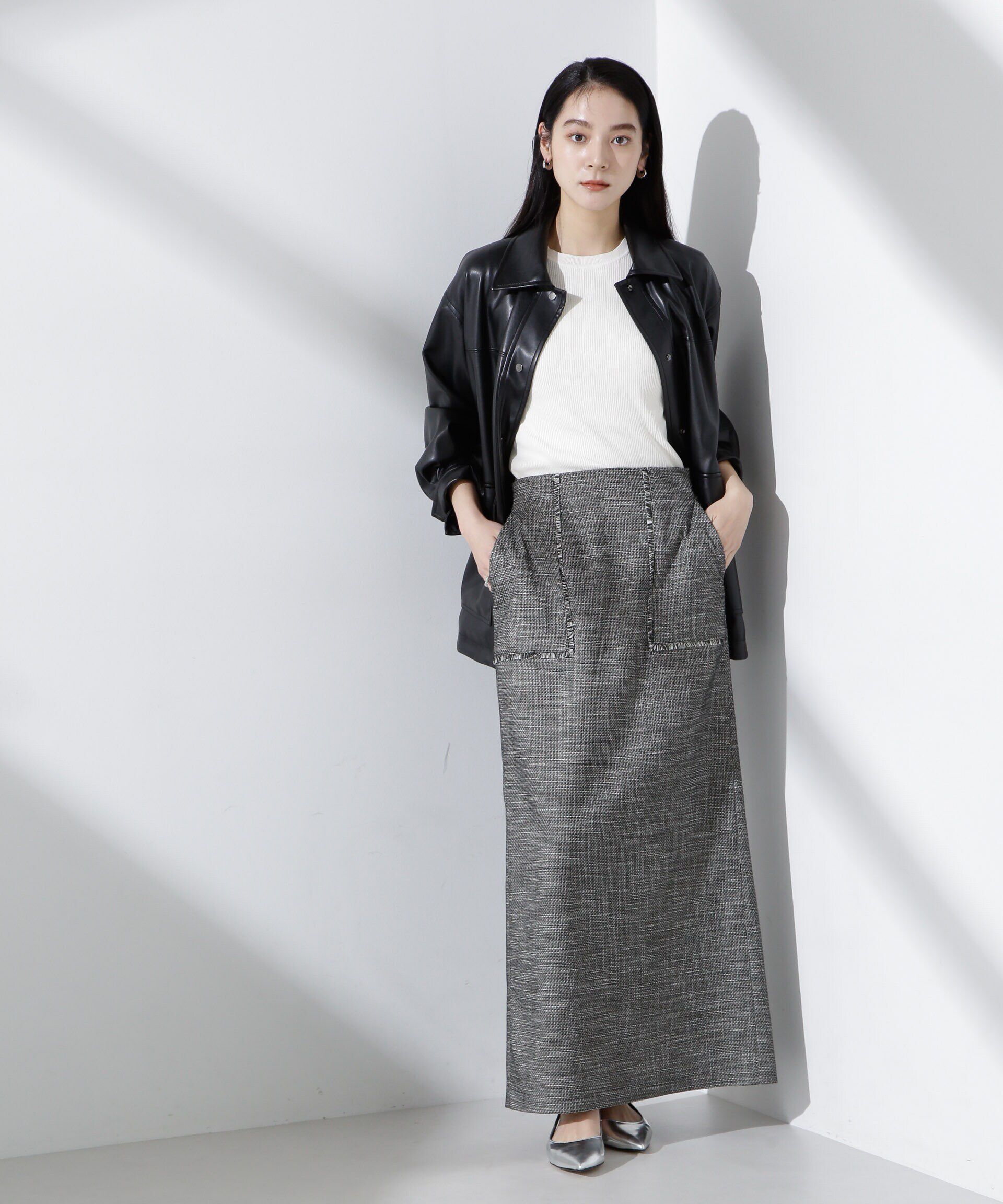 nano･universe「フリンジアウトポケットIラインスカート」|スカート|