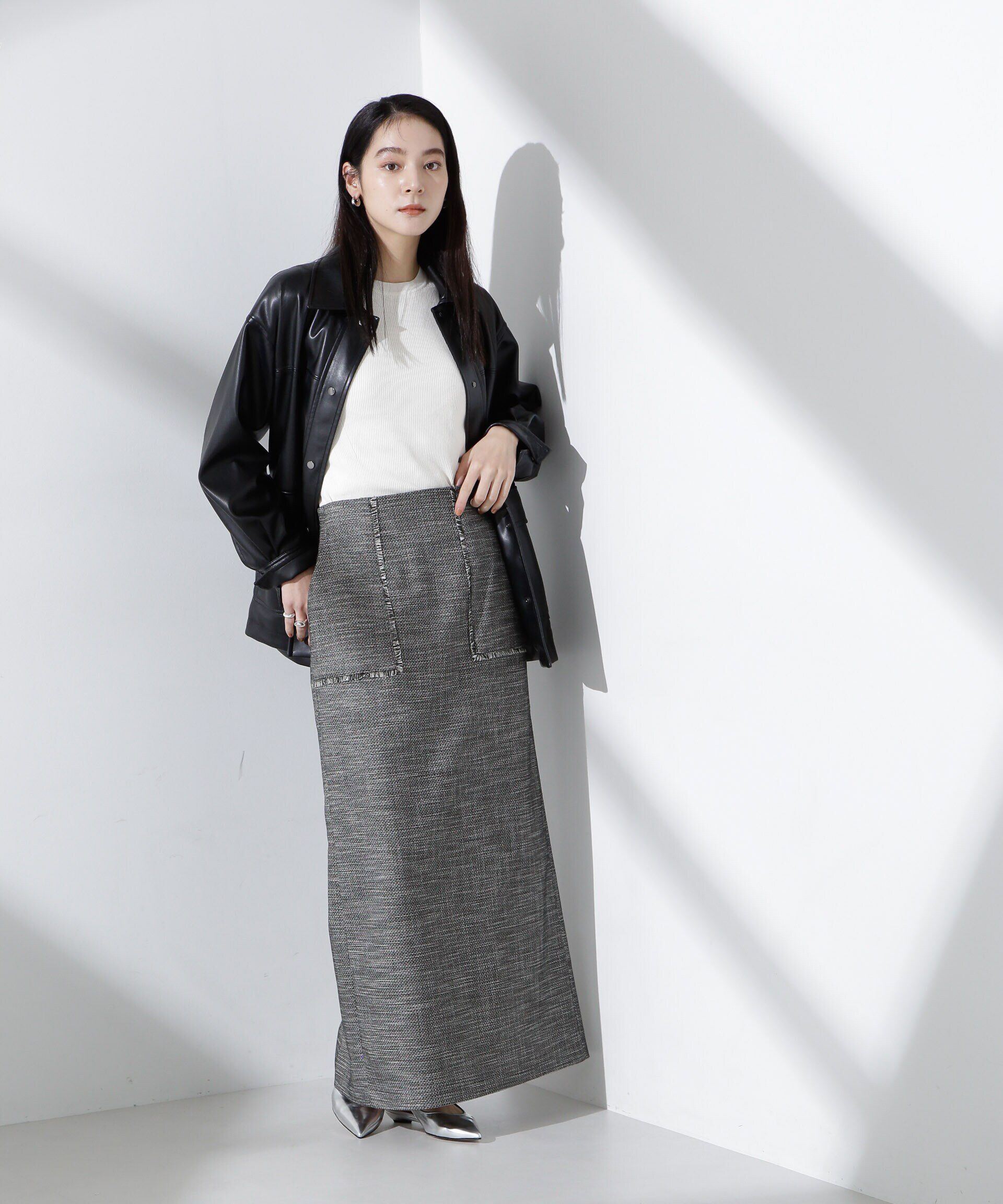 nano･universe「フリンジアウトポケットIラインスカート」|スカート|