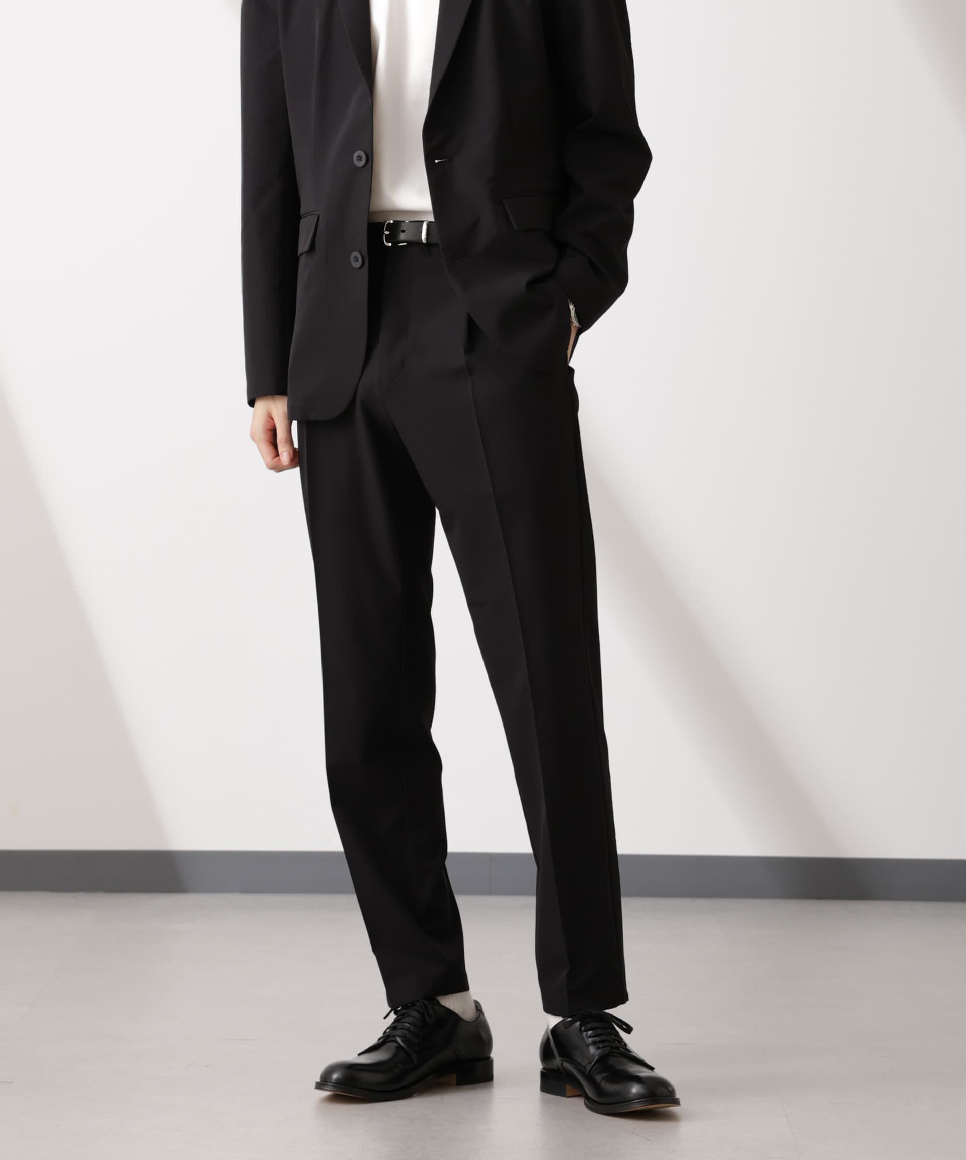 nano･universe「ライトウェイトストレッチ タイトスラックス(セットアップ可)」|チノ|ブラック