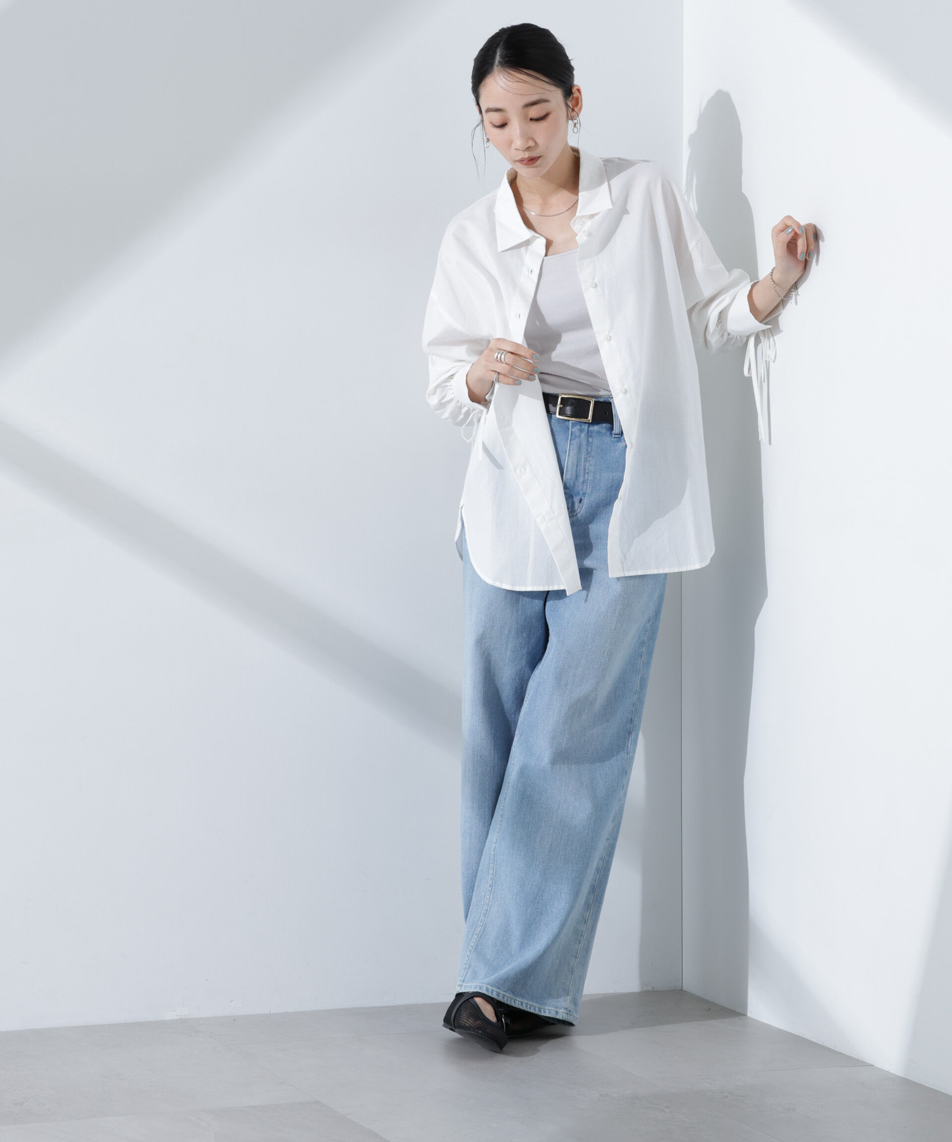 nano･universe「リボンスリーブシャツ」|シャツ・ブラウス|