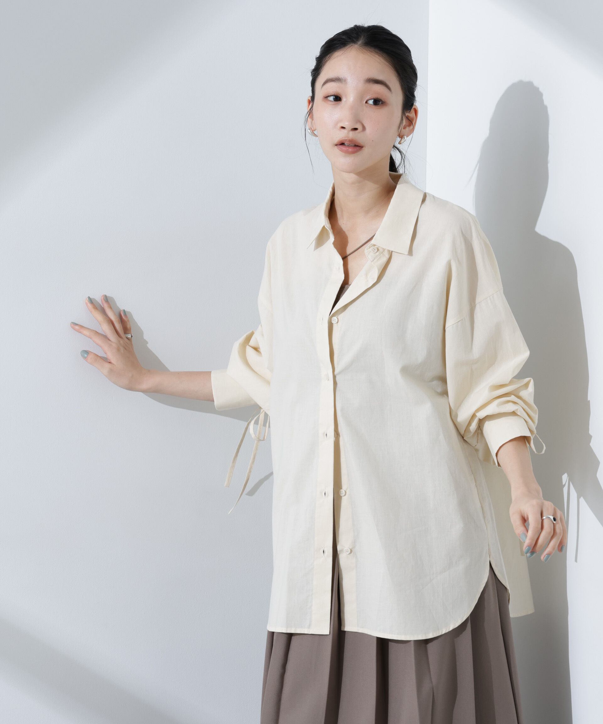 nano･universe「リボンスリーブシャツ」|シャツ・ブラウス|