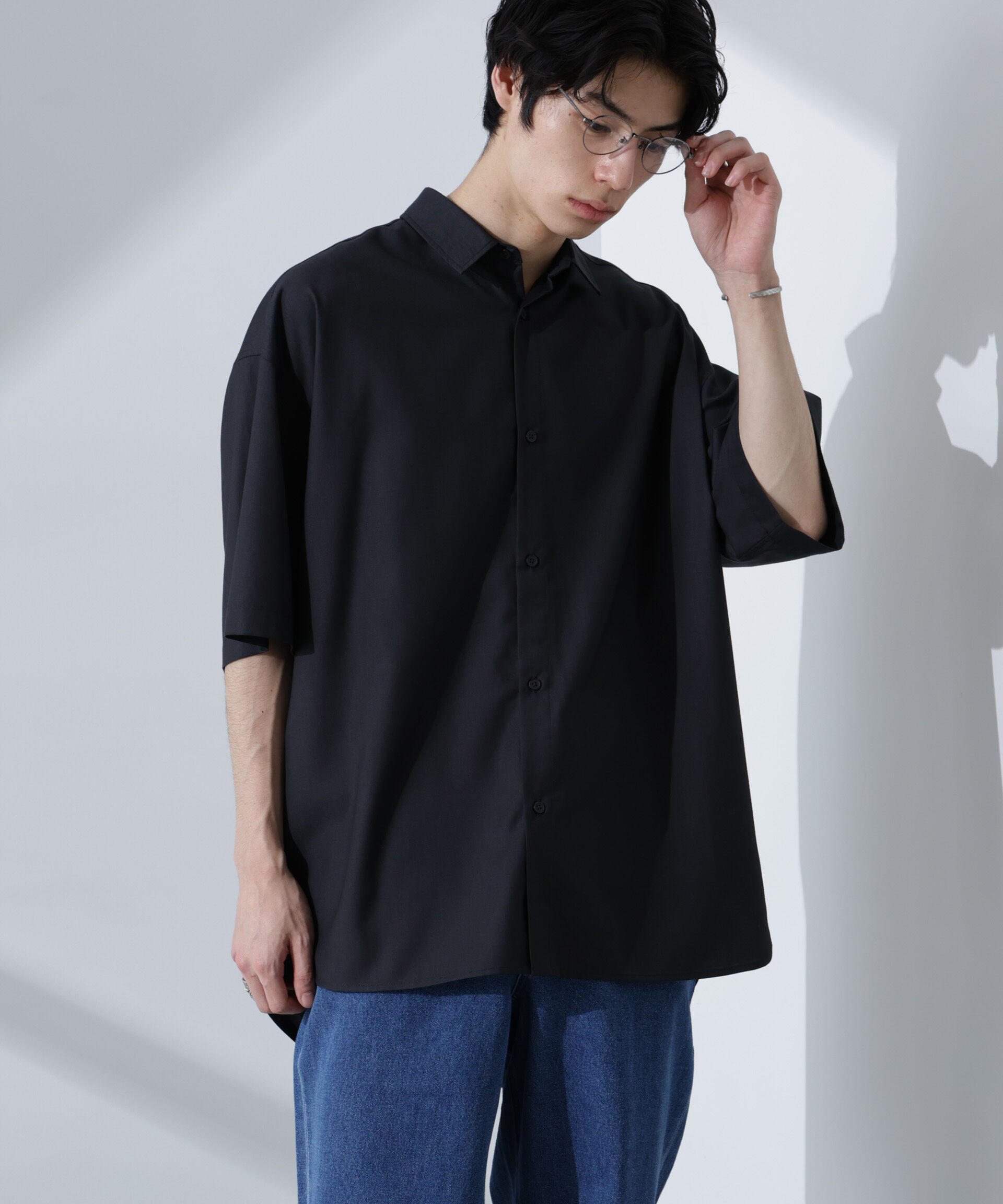 nano･universe「ビッグドレープシャツ 半袖」|シャツ・ブラウス|