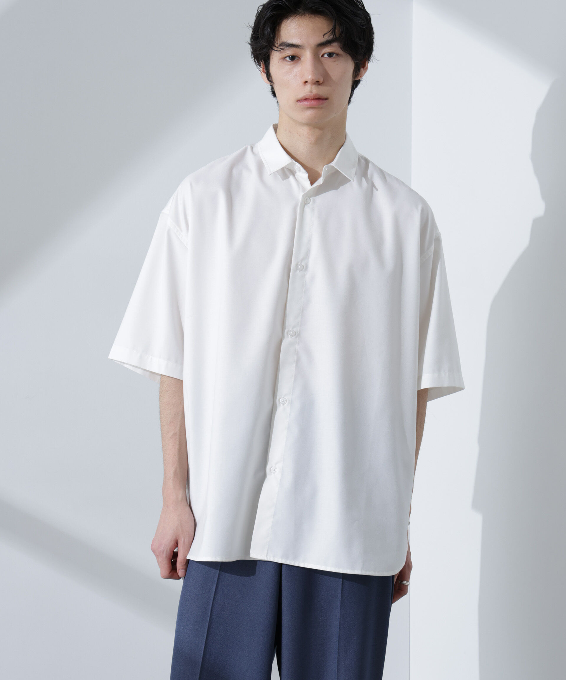 nano･universe「ビッグドレープシャツ 半袖」|シャツ・ブラウス|