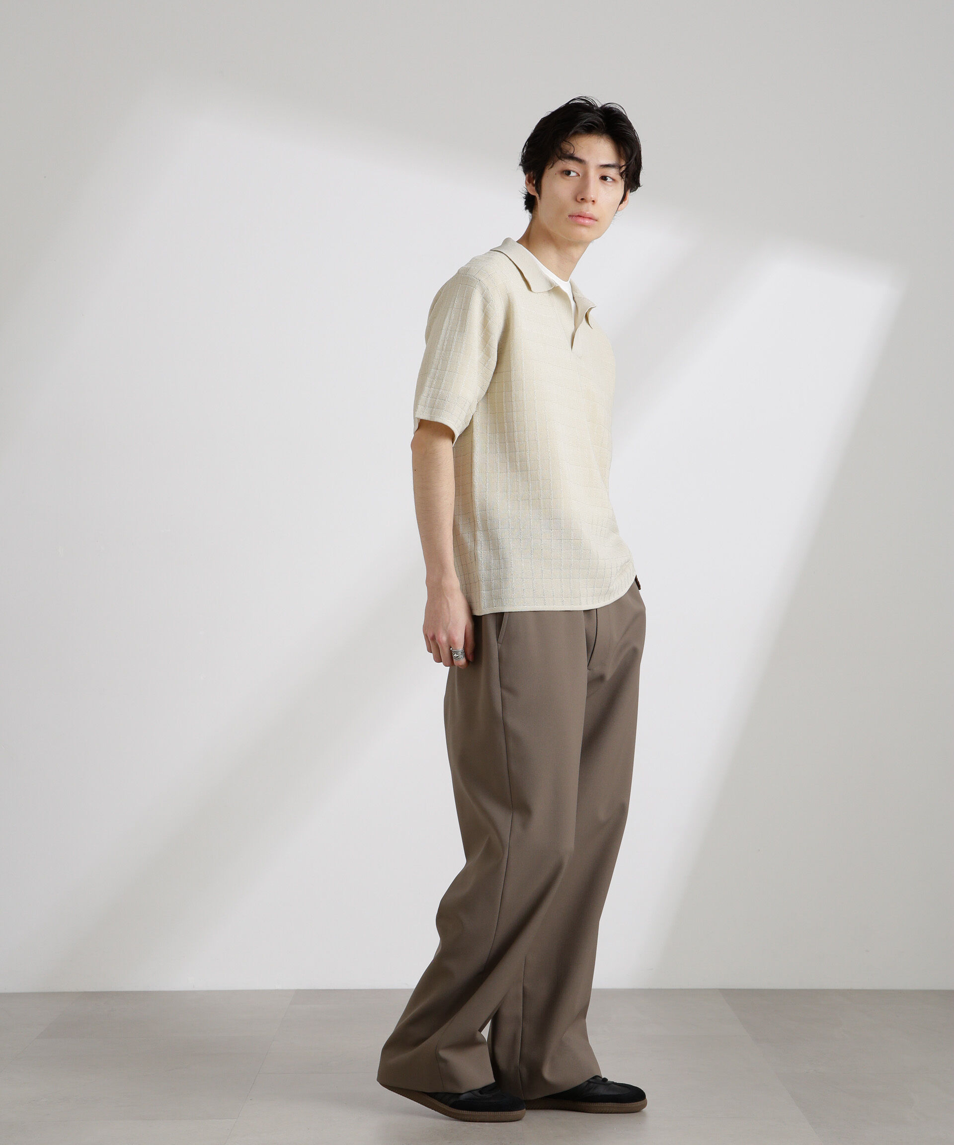 nano･universe「透かし編みスキッパーニット 半袖」|ニット・セーター|