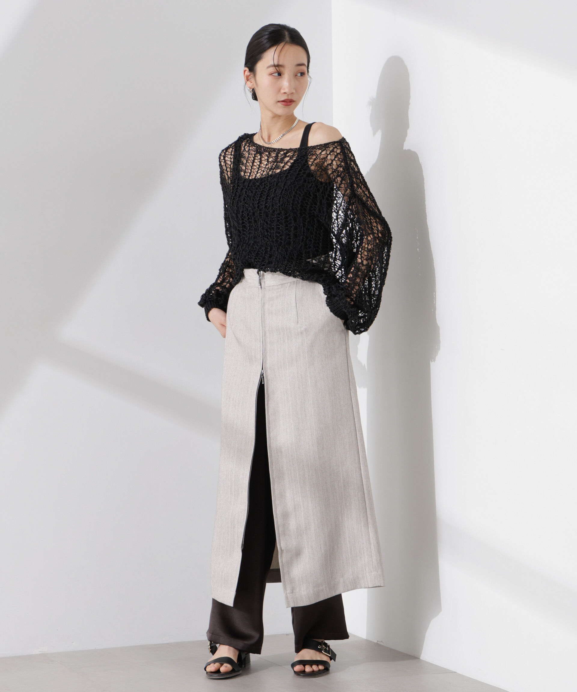 nano･universe「テープヤーンメッシュニットトップス」|ニット・セーター|