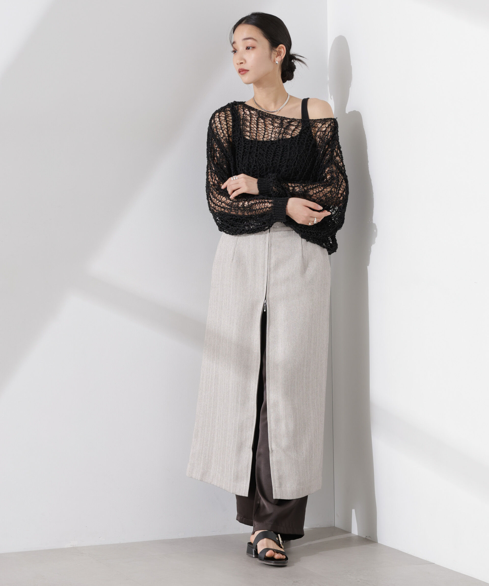 nano･universe「テープヤーンメッシュニットトップス」|ニット・セーター|