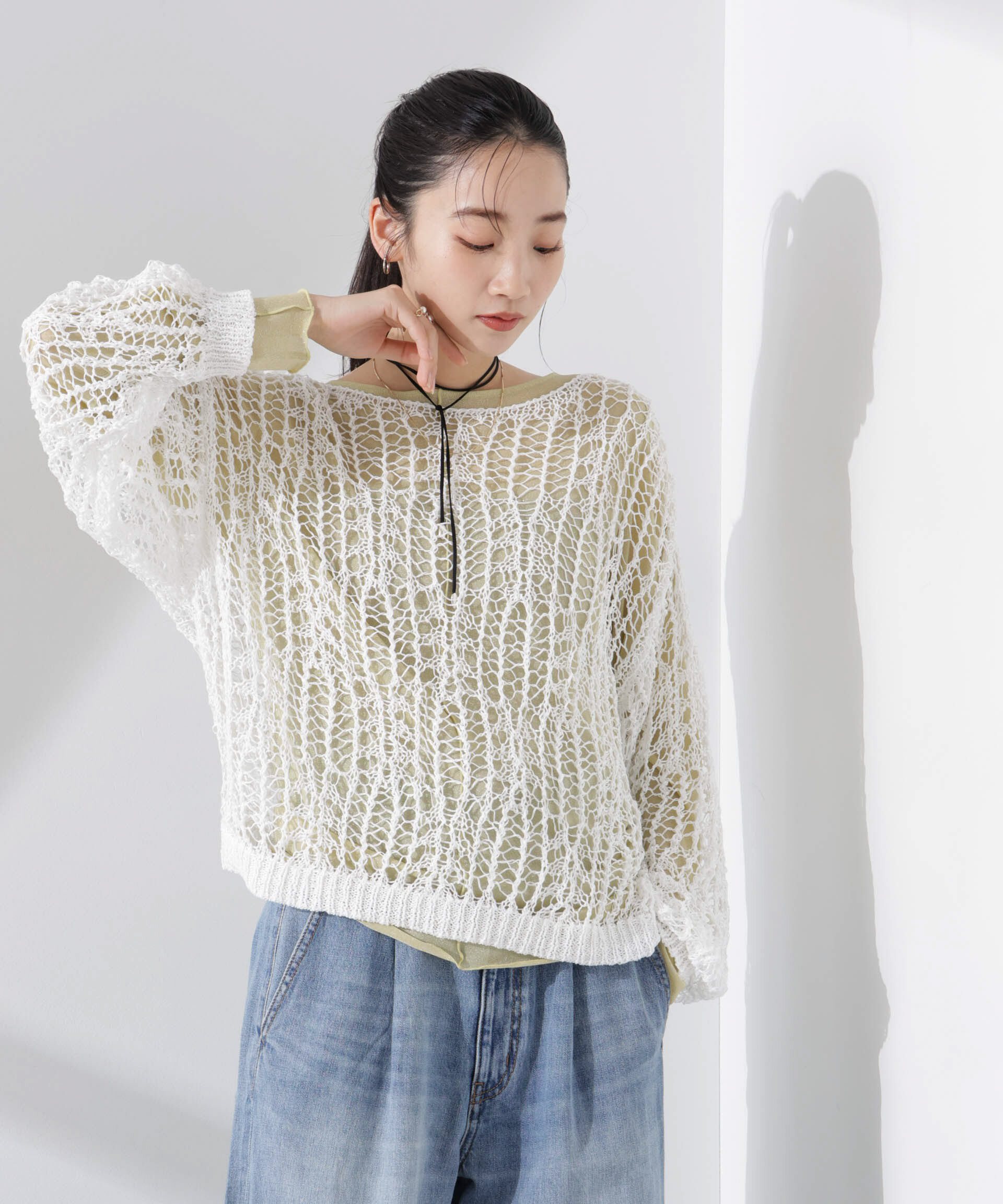 nano･universe「テープヤーンメッシュニットトップス」|ニット・セーター|