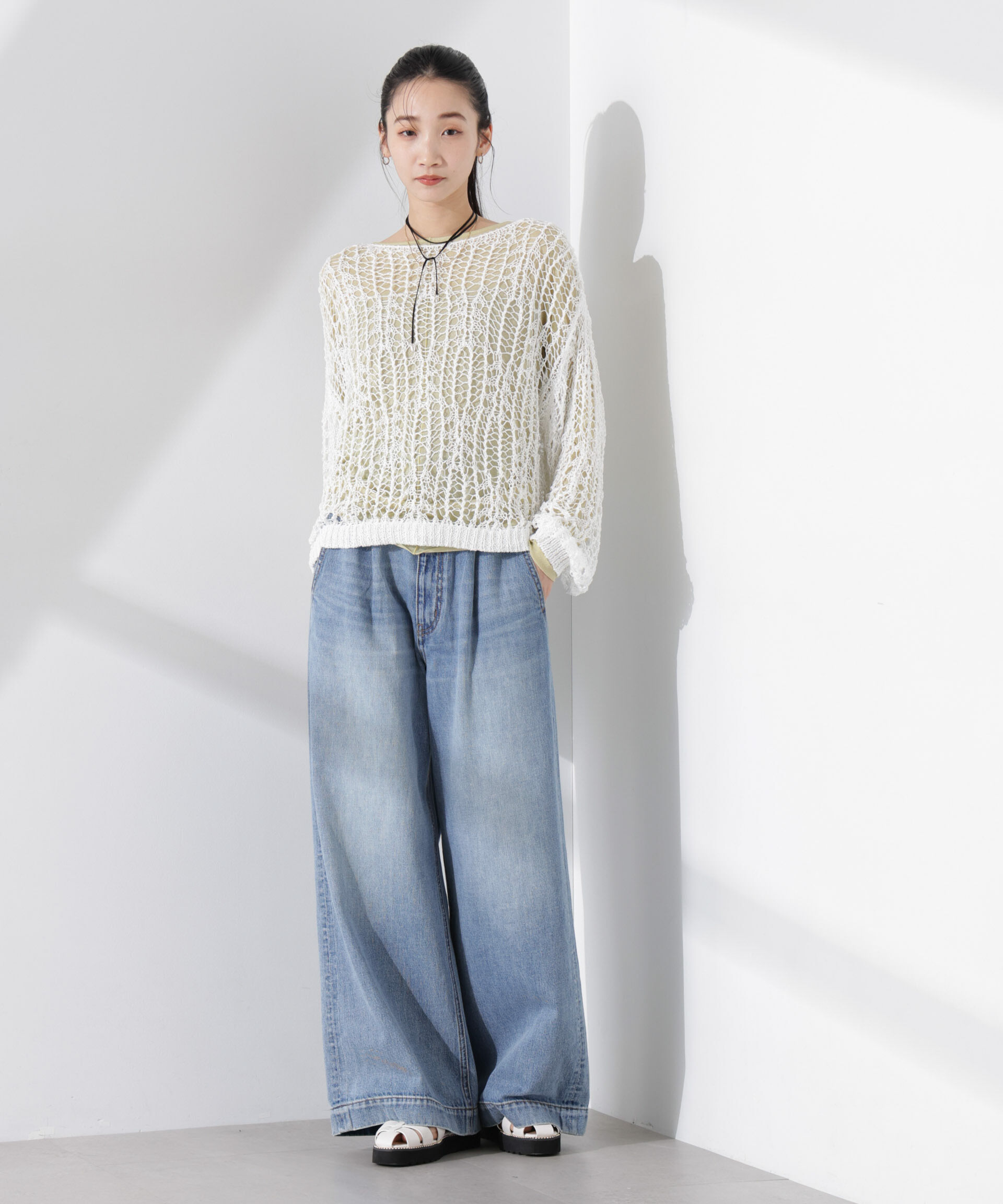 nano･universe「テープヤーンメッシュニットトップス」|ニット・セーター|