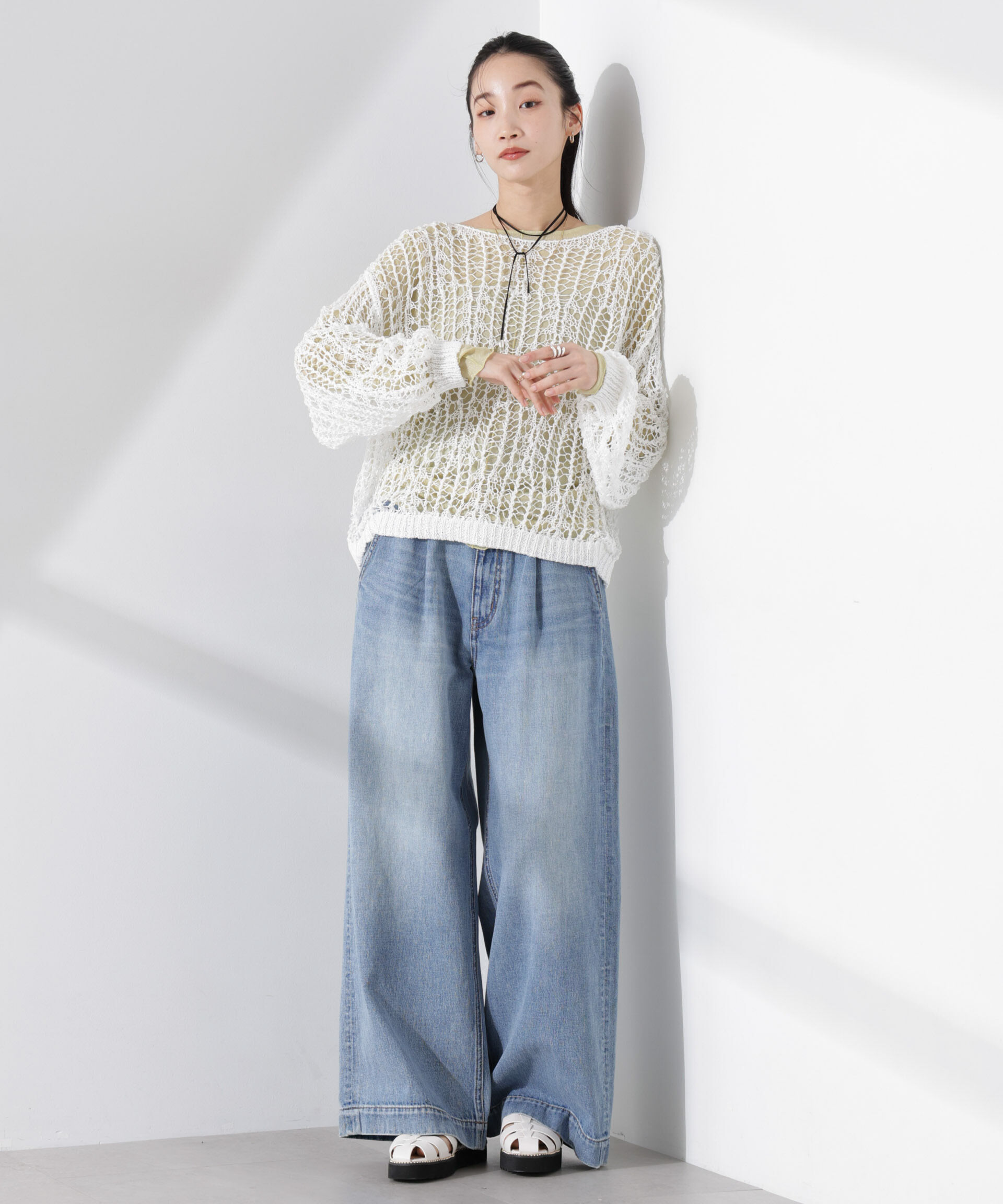 nano･universe「テープヤーンメッシュニットトップス」|ニット・セーター|