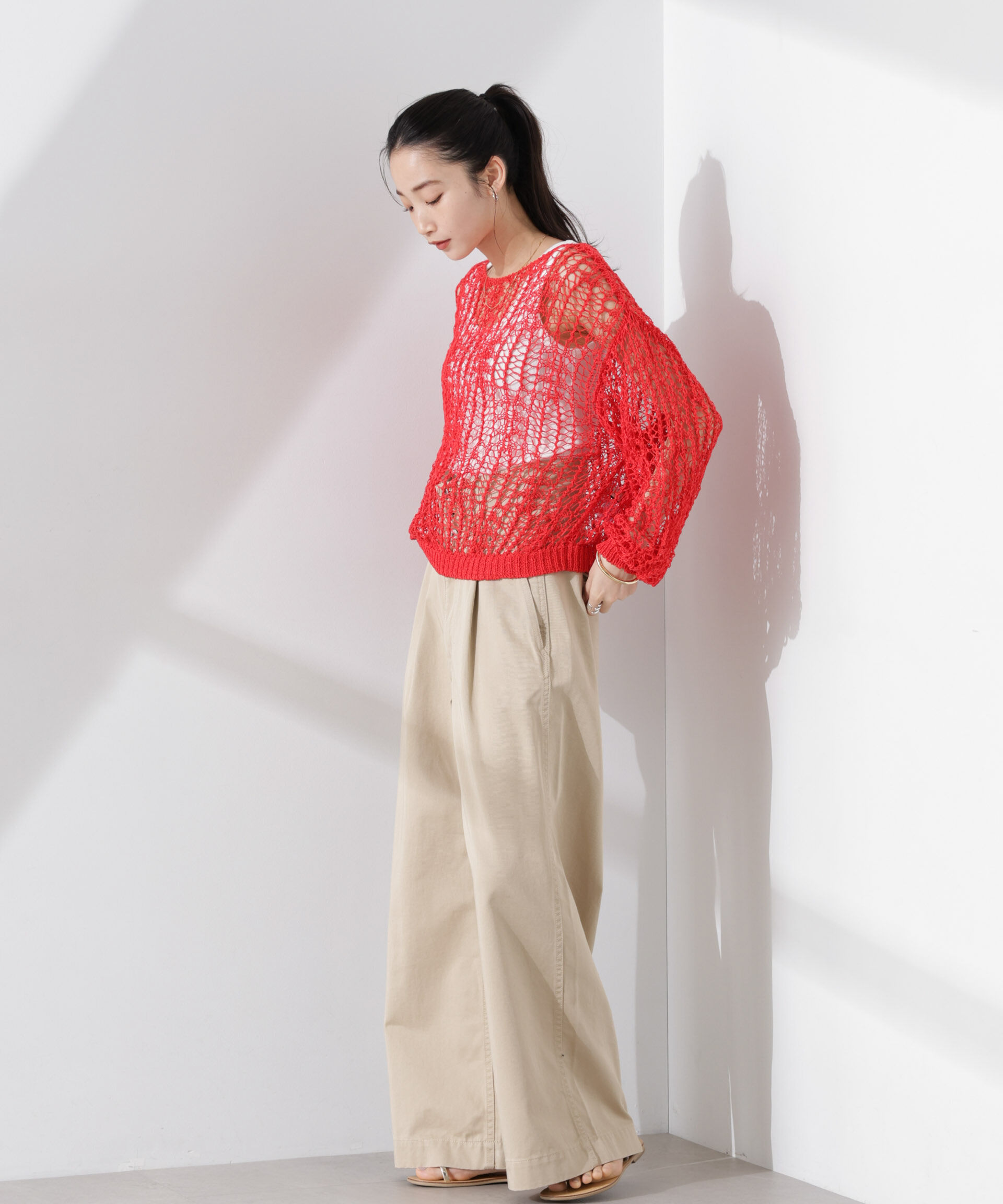 nano･universe「テープヤーンメッシュニットトップス」|ニット・セーター|