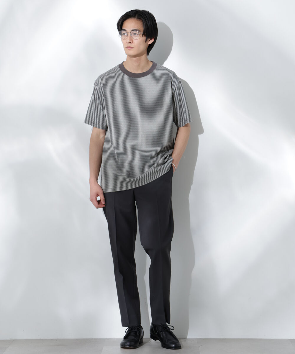 nano･universe「Anti Soaked(R)  汗染み防止 ボーダーミドルシルエットTシャツ」|Tシャツ・カットソー|