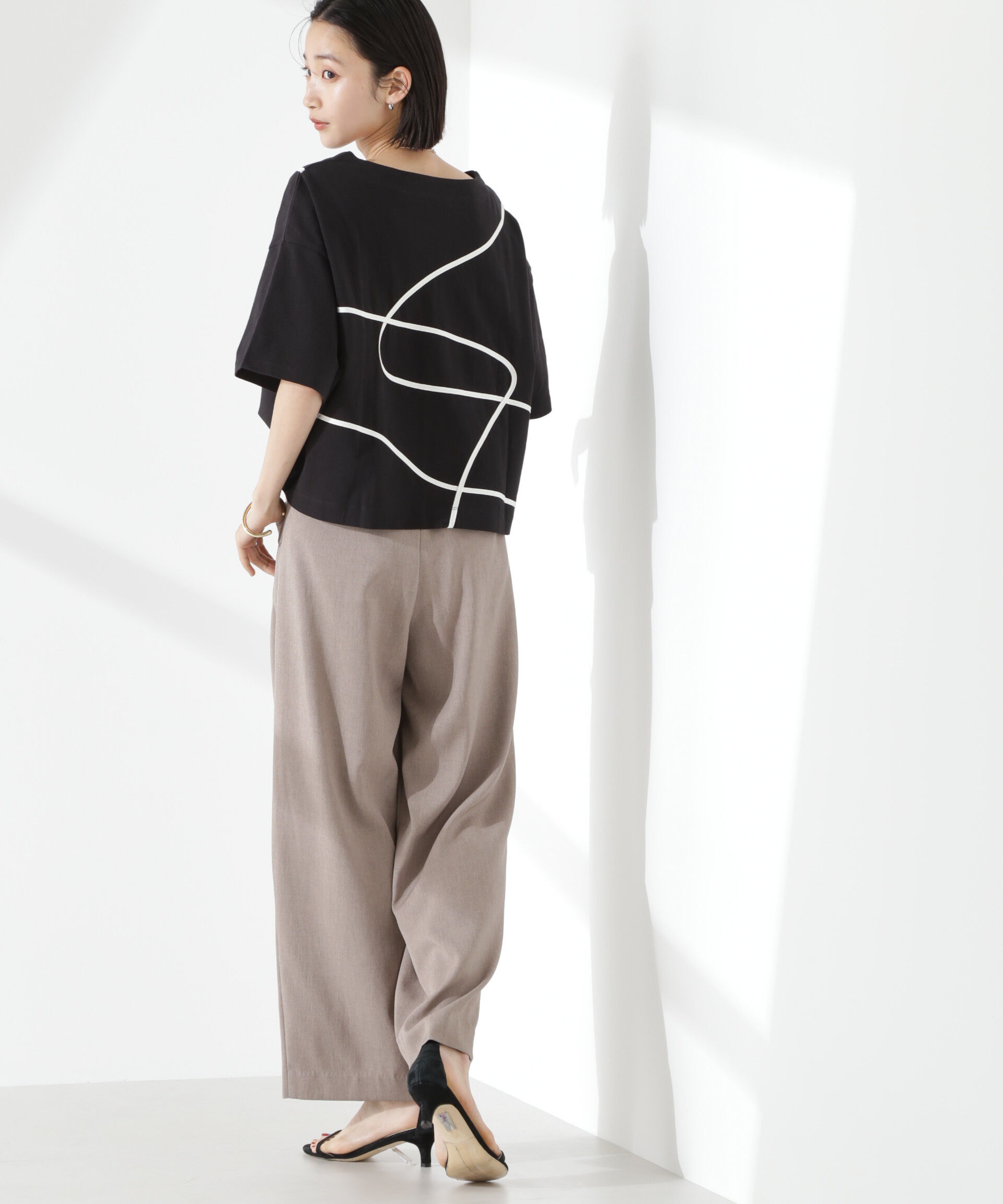 nano･universe「コード刺繍クルーネックカットトップス」|Tシャツ・カットソー|