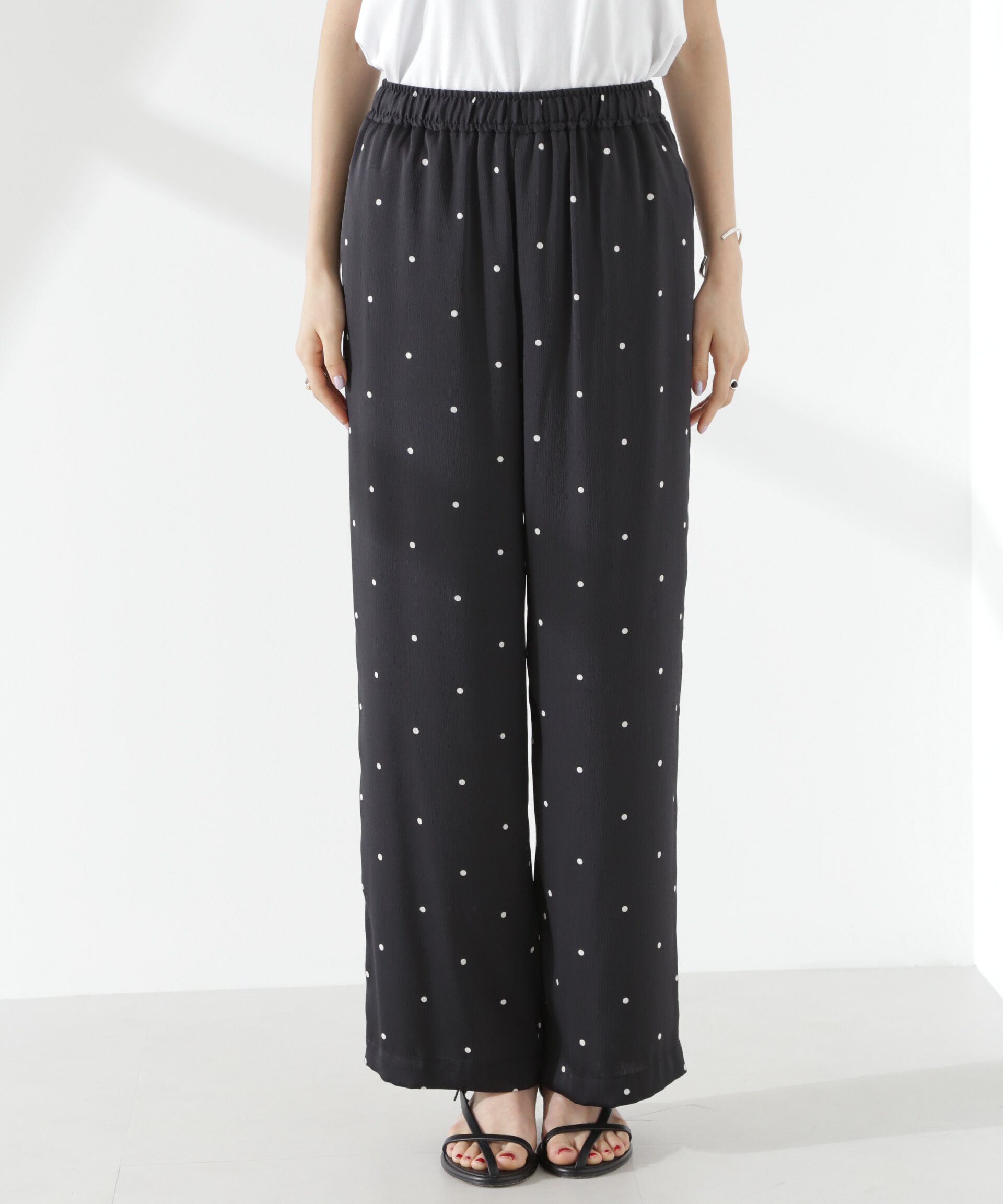 nano･universe「ドットリラクシーワイドパンツ(セットアップ可)」|チノ|