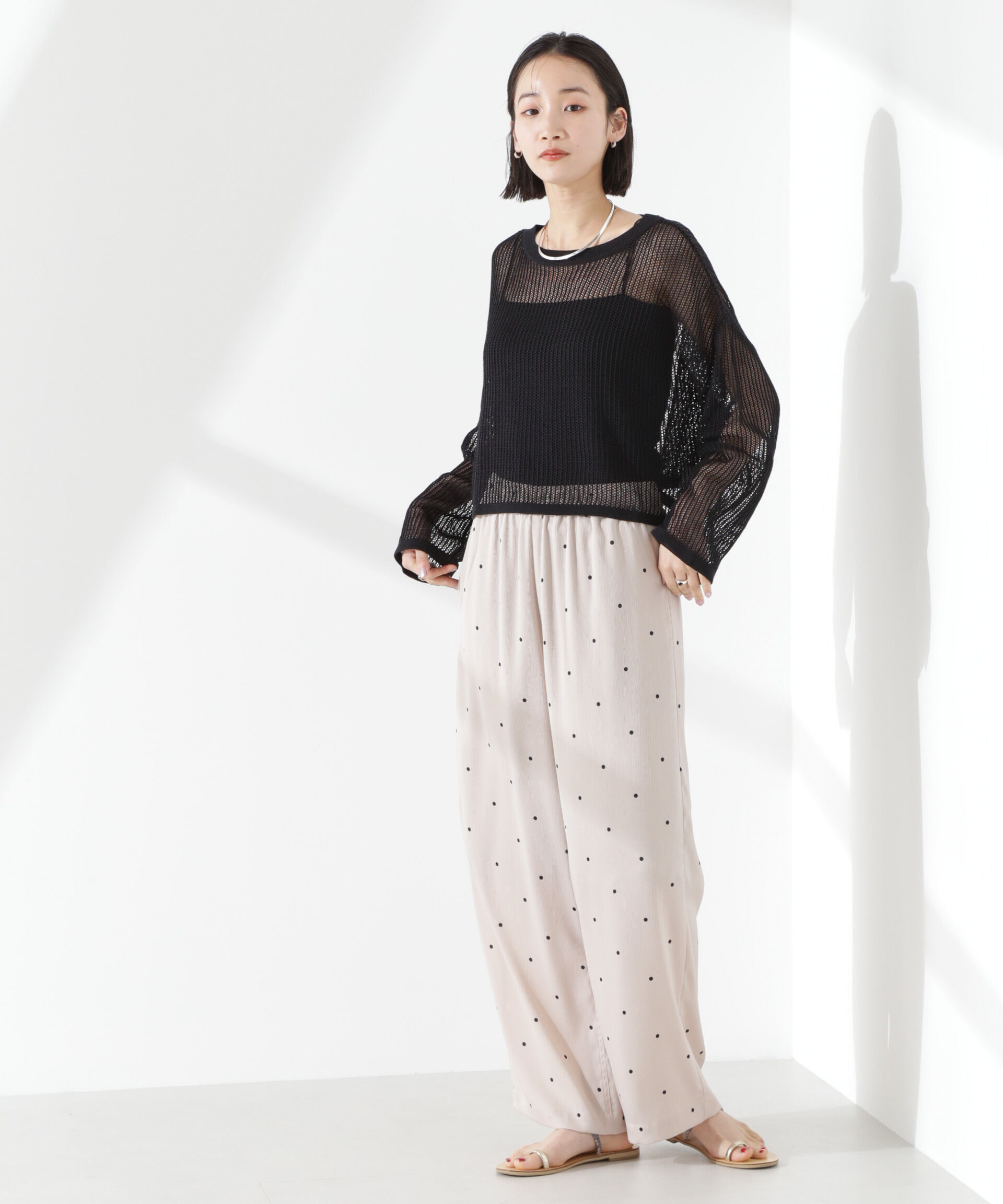 nano･universe「ドットリラクシーワイドパンツ(セットアップ可)」|チノ|