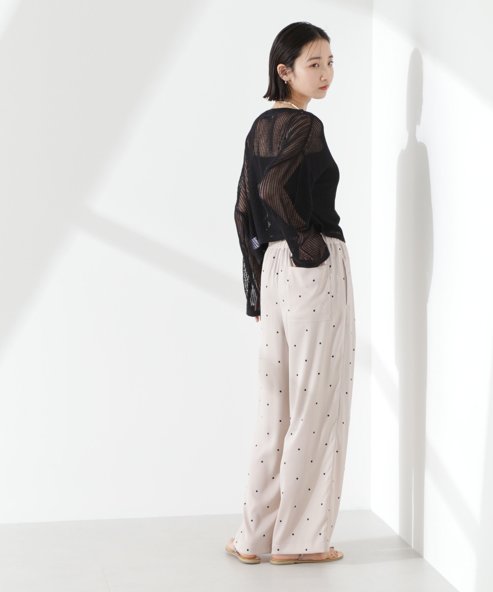 nano･universe「ドットリラクシーワイドパンツ(セットアップ可)」|チノ|