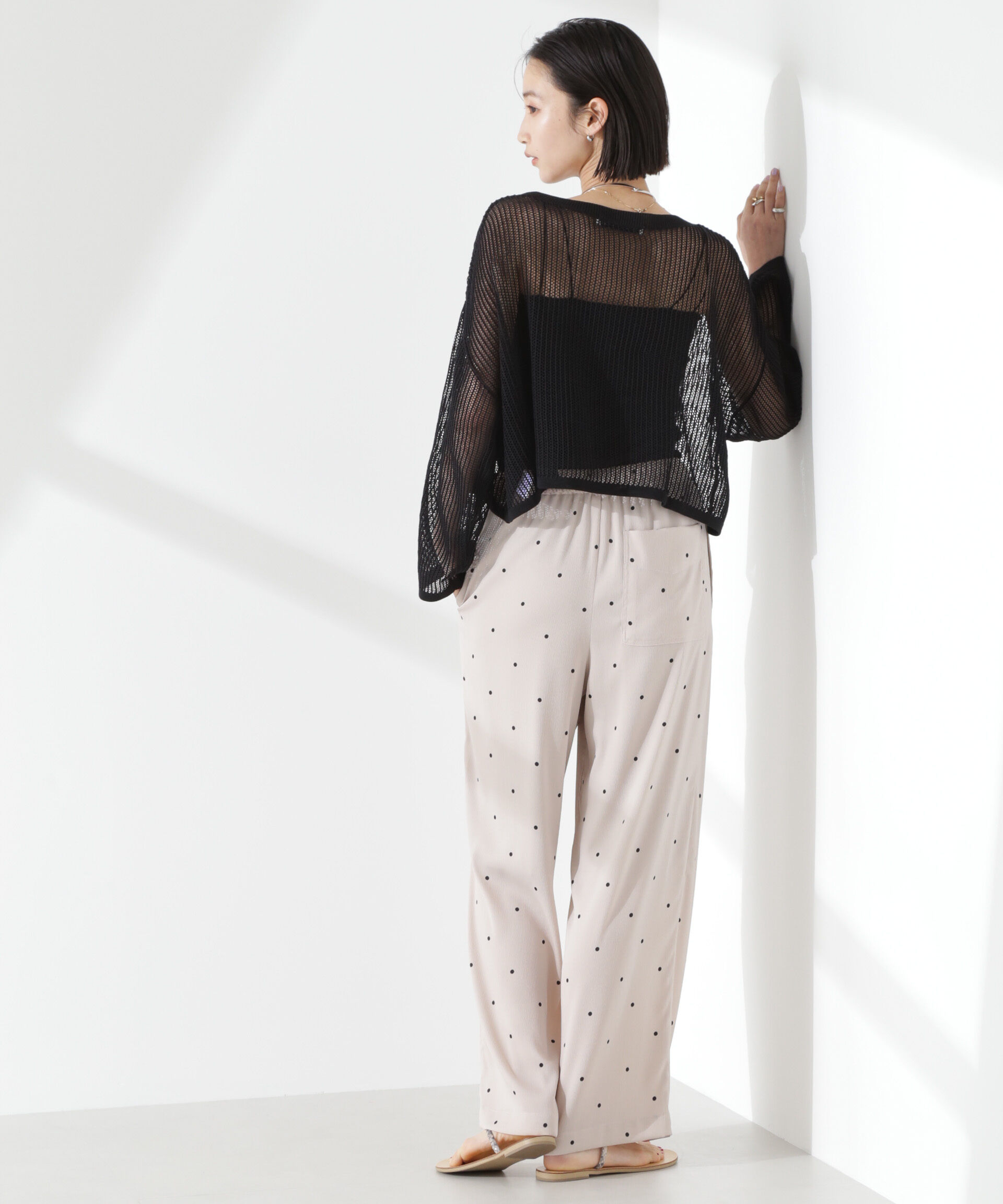 nano･universe「ドットリラクシーワイドパンツ(セットアップ可)」|チノ|