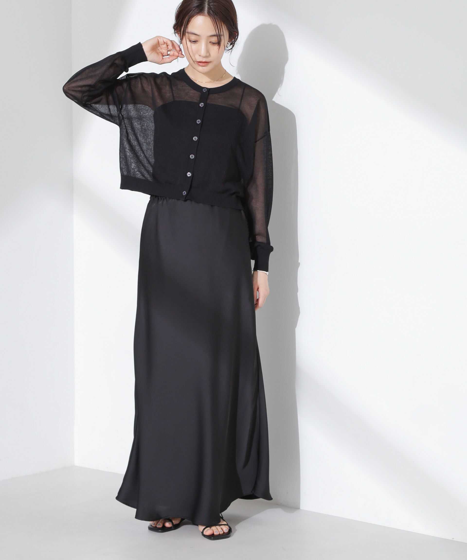 nano･universe「サテンフレアスカート」|スカート|