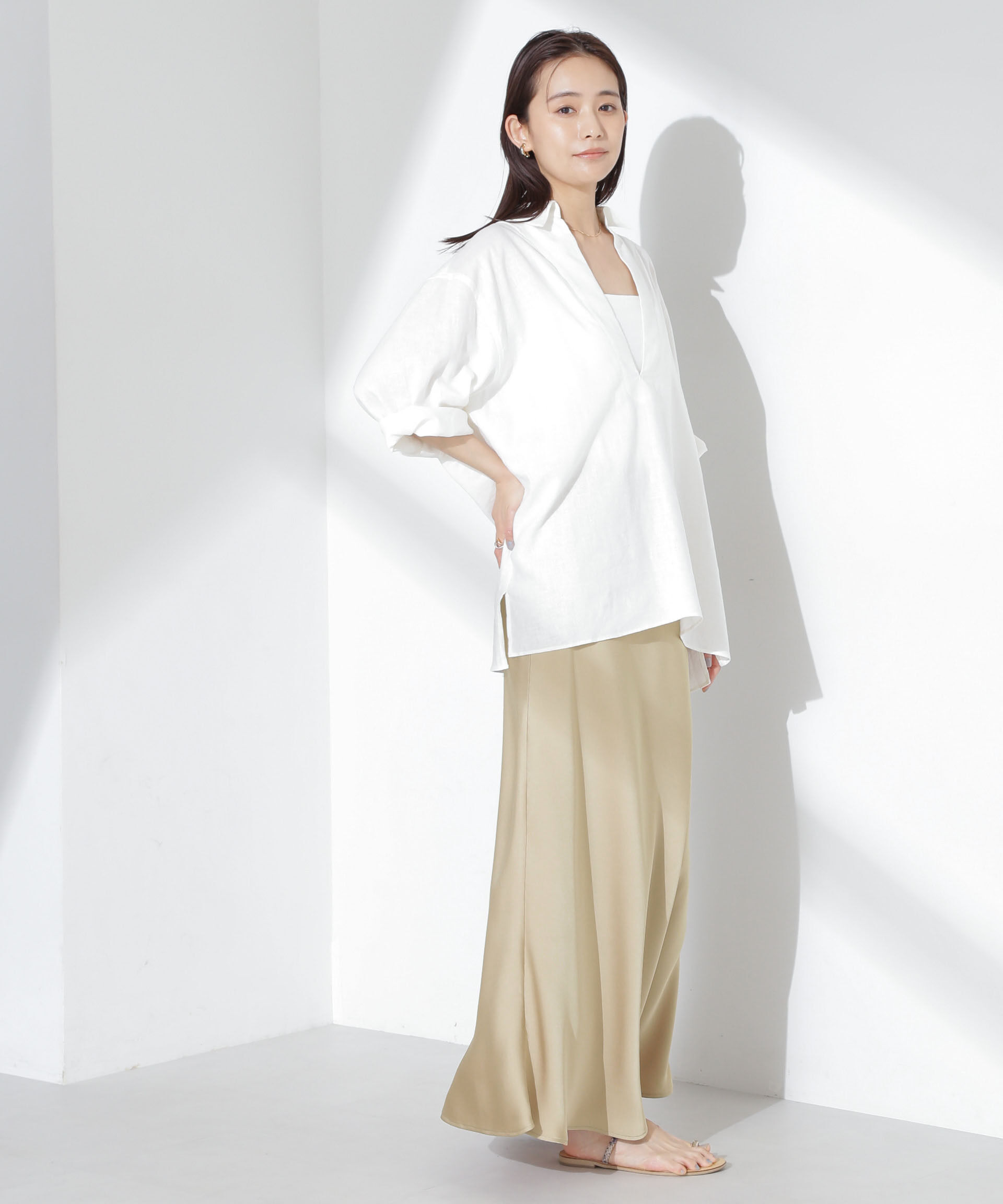 nano･universe「サテンフレアスカート」|スカート|