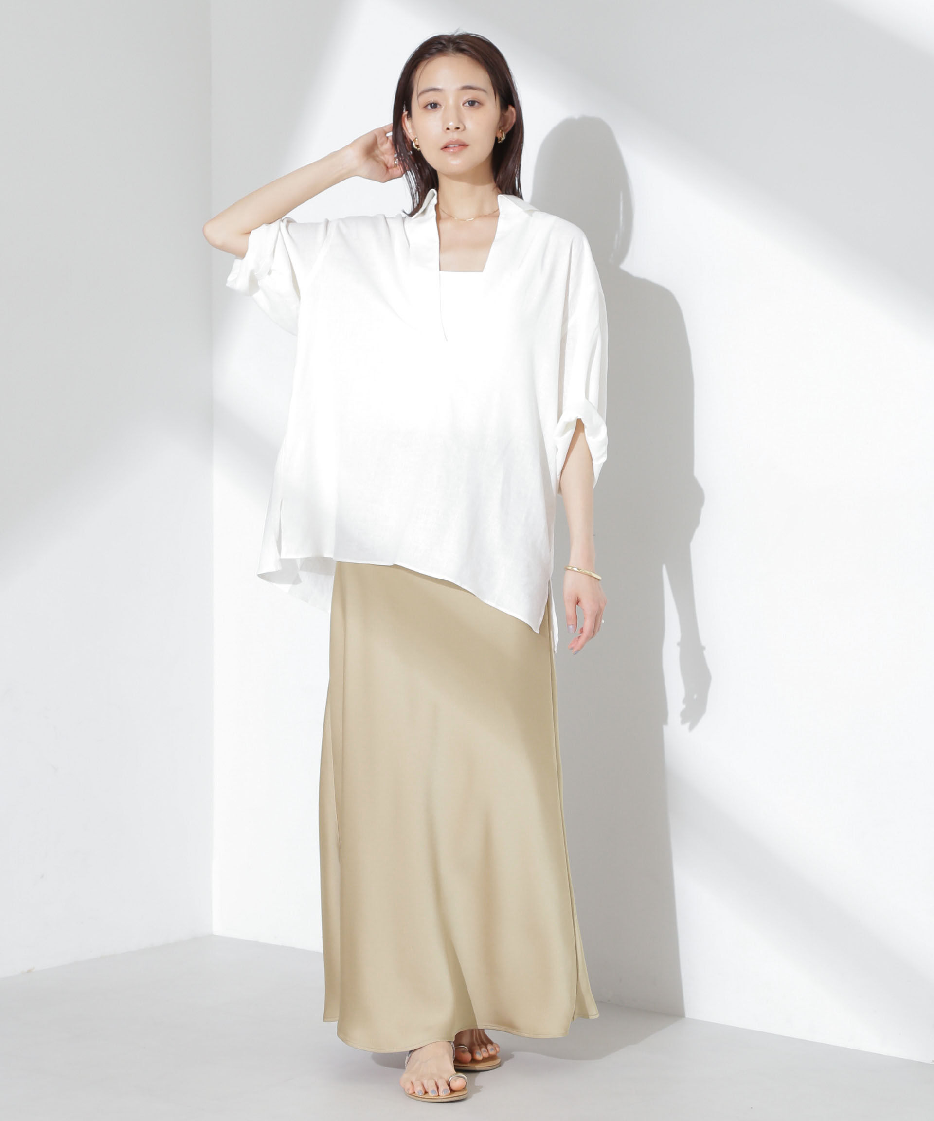 nano･universe「サテンフレアスカート」|スカート|