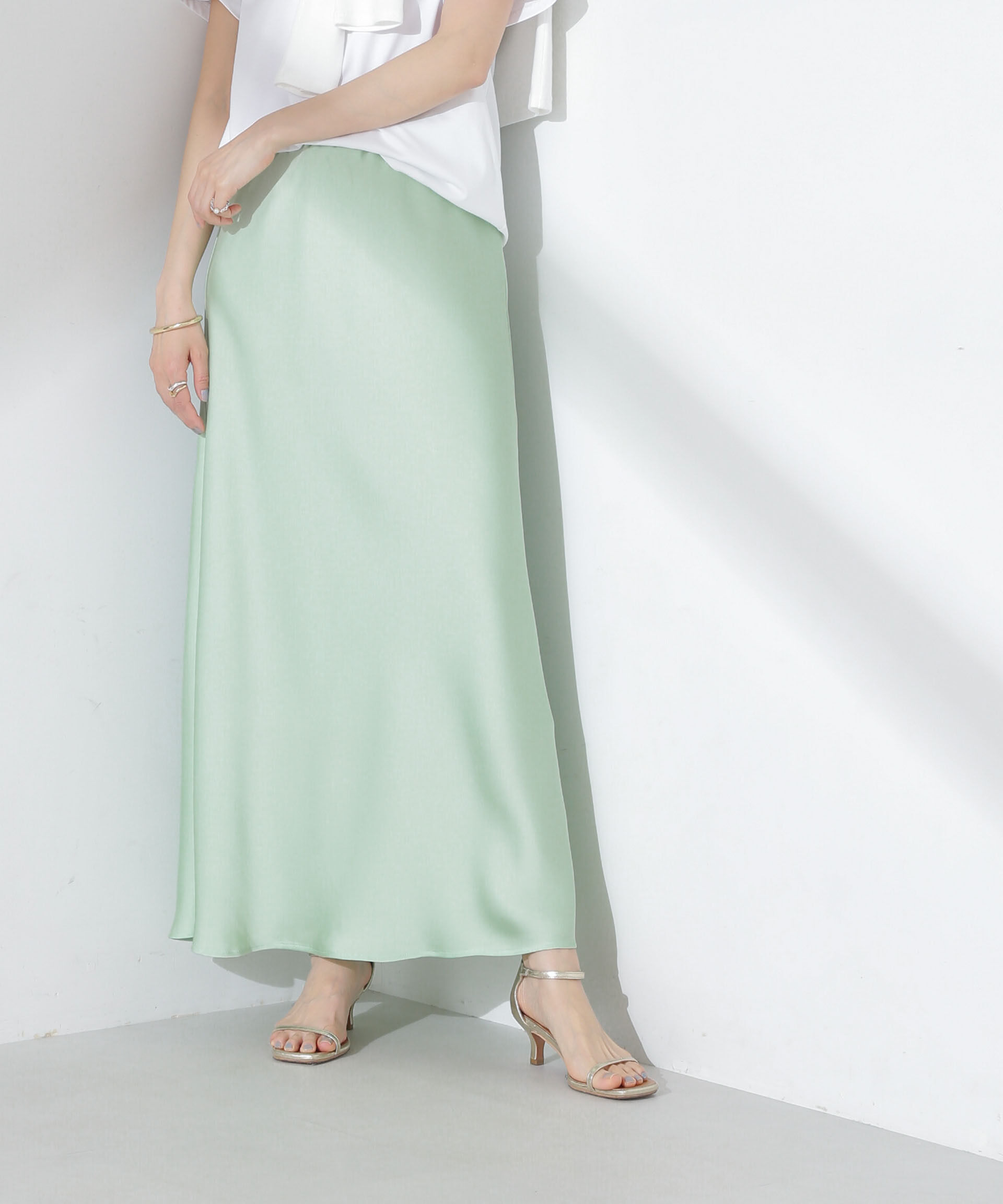 nano･universe「サテンフレアスカート」|スカート|