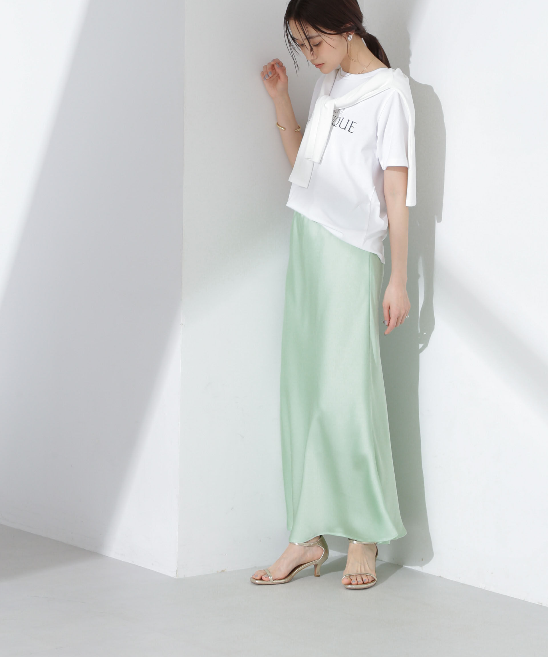 nano･universe「サテンフレアスカート」|スカート|