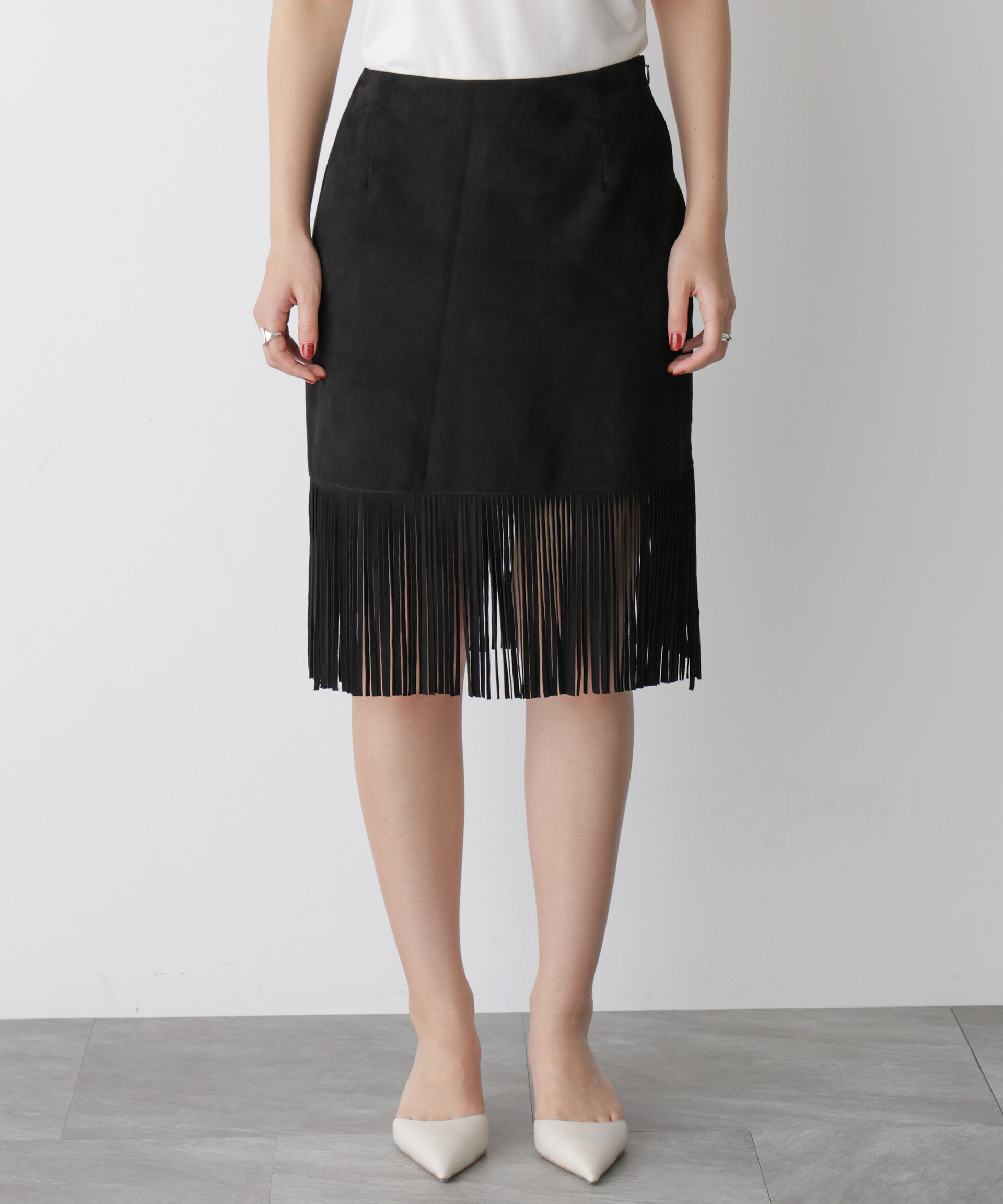  「「STEVELOUR」ゴートレザーフリンジスカート」|スカート|