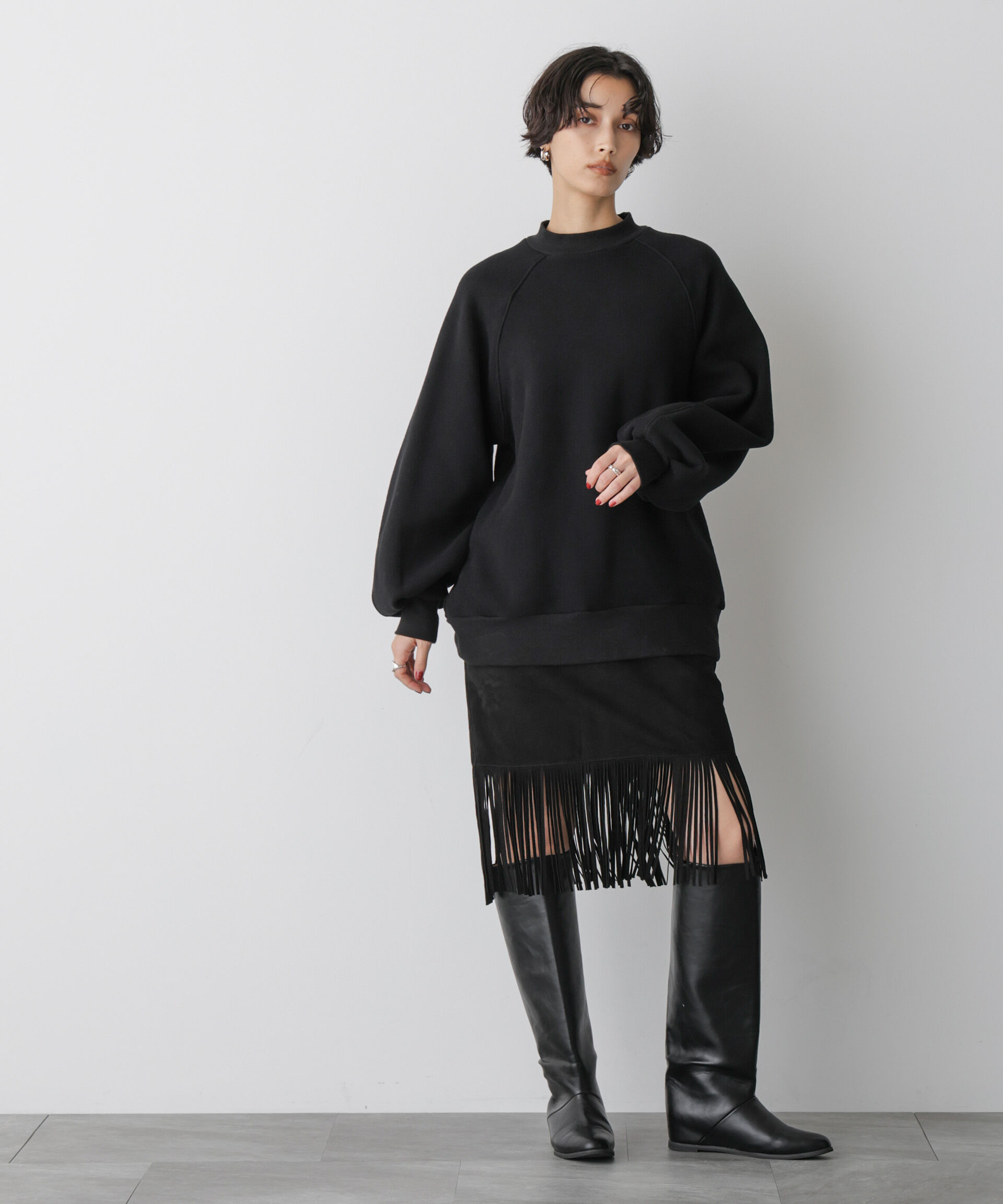  「「STEVELOUR」ゴートレザーフリンジスカート」|スカート|