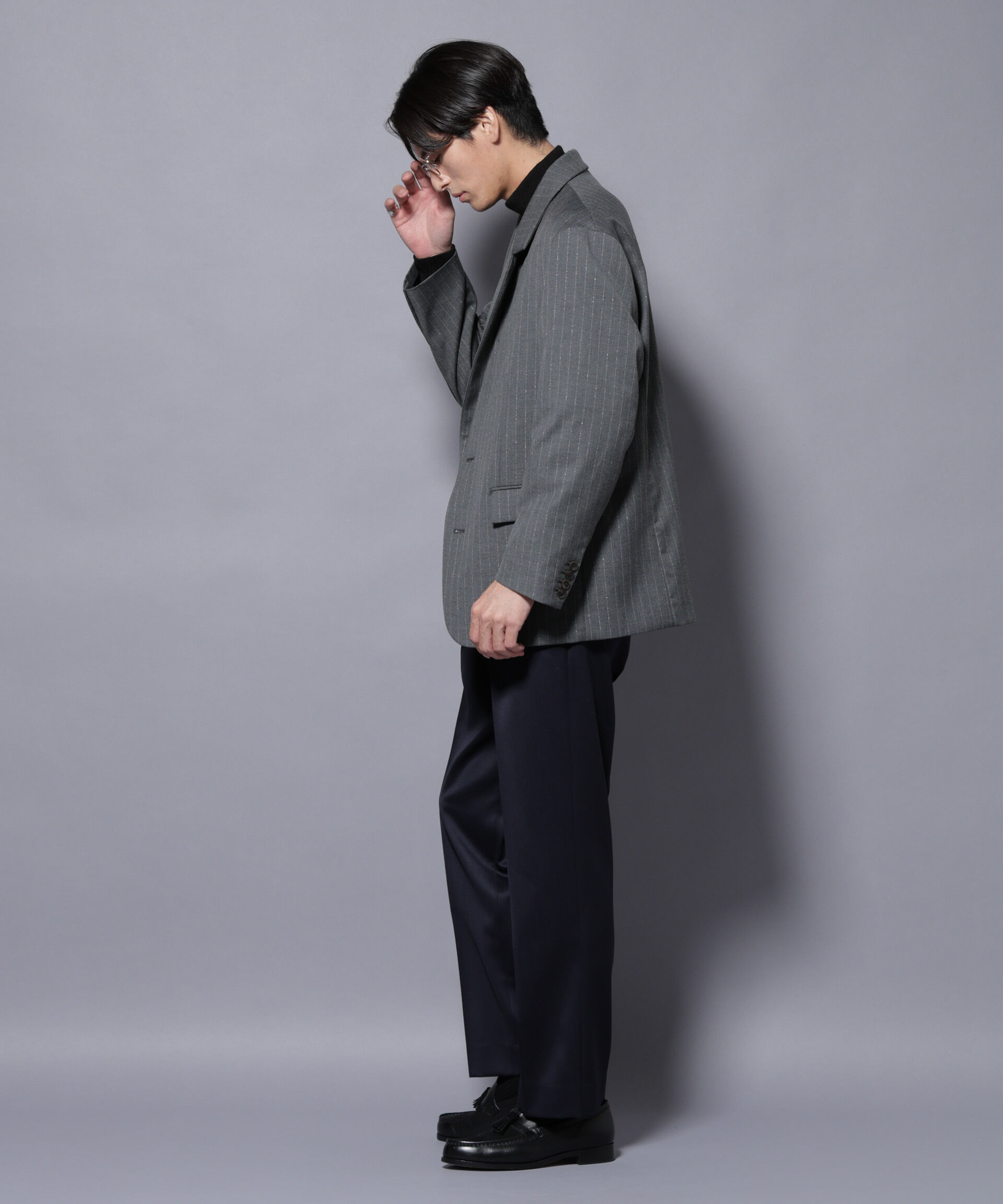 nano･universe「DELEGANTEｴｱﾘｰｻｷｿﾆｰ ｸﾞﾘｯﾀｰｽﾄﾗｲﾌﾟﾃｰﾗｰﾄﾞｼﾞｬ」|テーラードジャケット|