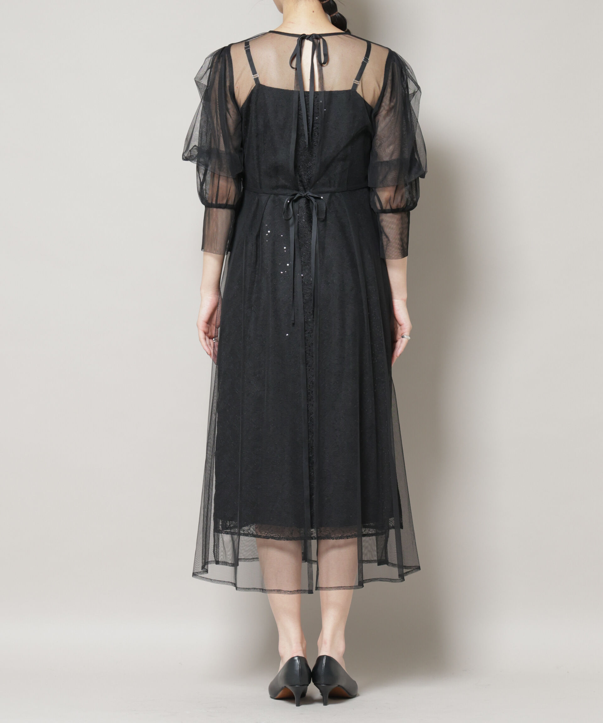 nano･universe「kaene/シアーエプロンレースキャミドレス」|ワンピース|