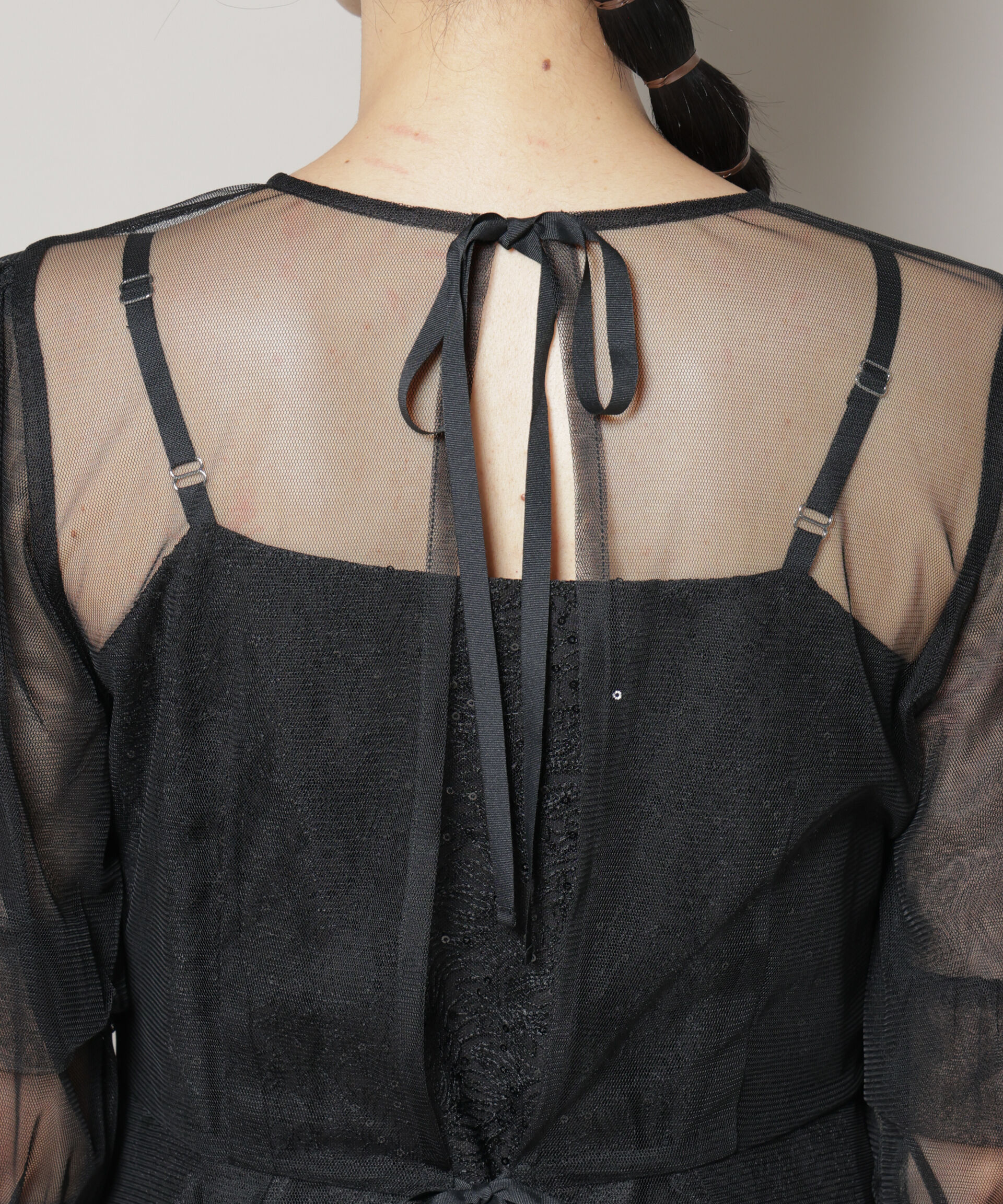 nano･universe「kaene/シアーエプロンレースキャミドレス」|ワンピース|