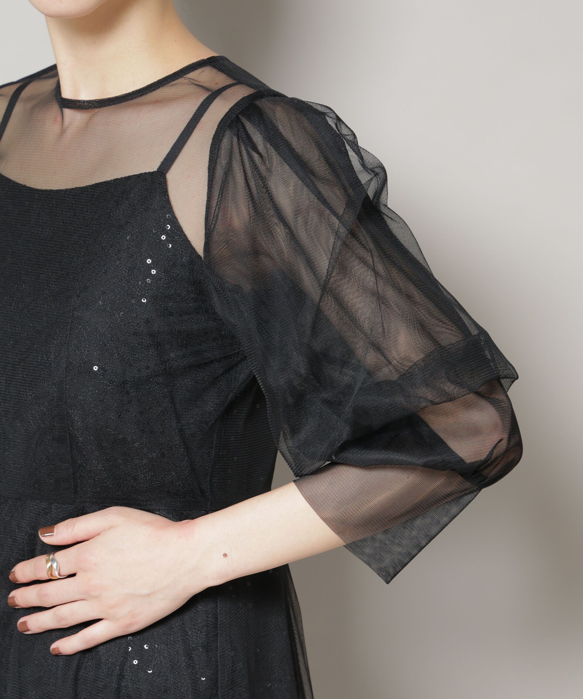 nano･universe「kaene/シアーエプロンレースキャミドレス」|ワンピース|