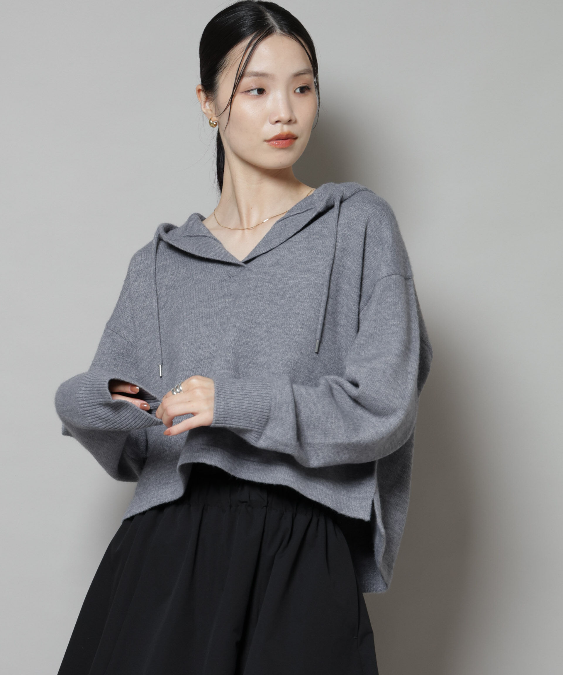 nano･universe「スキッパーフードニット」|ニット・セーター|