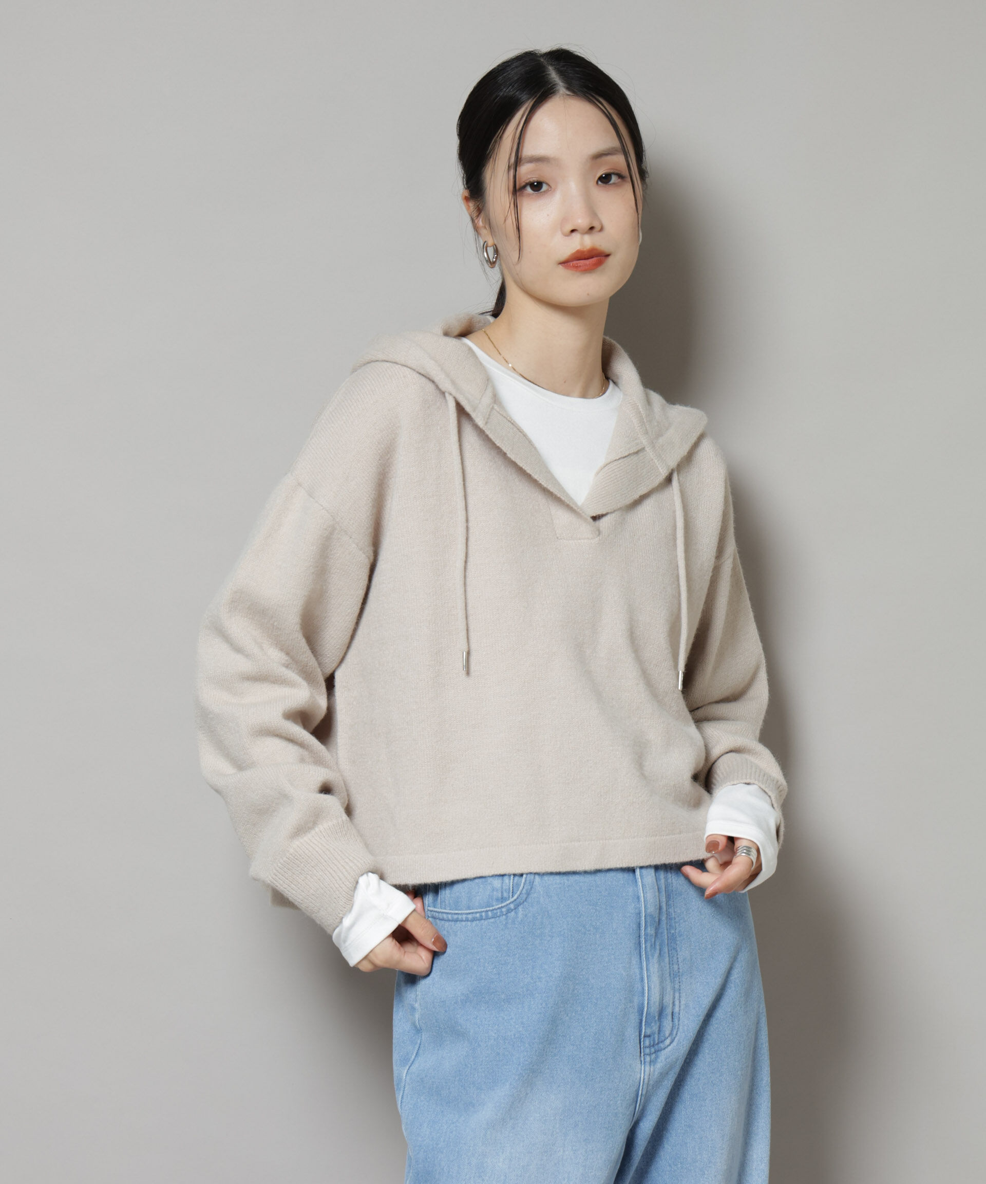 nano･universe「スキッパーフードニット」|ニット・セーター|