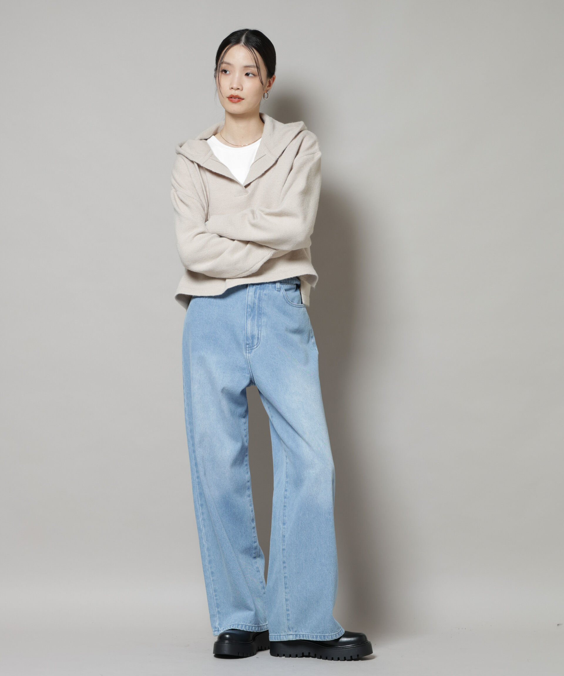 nano･universe「スキッパーフードニット」|ニット・セーター|