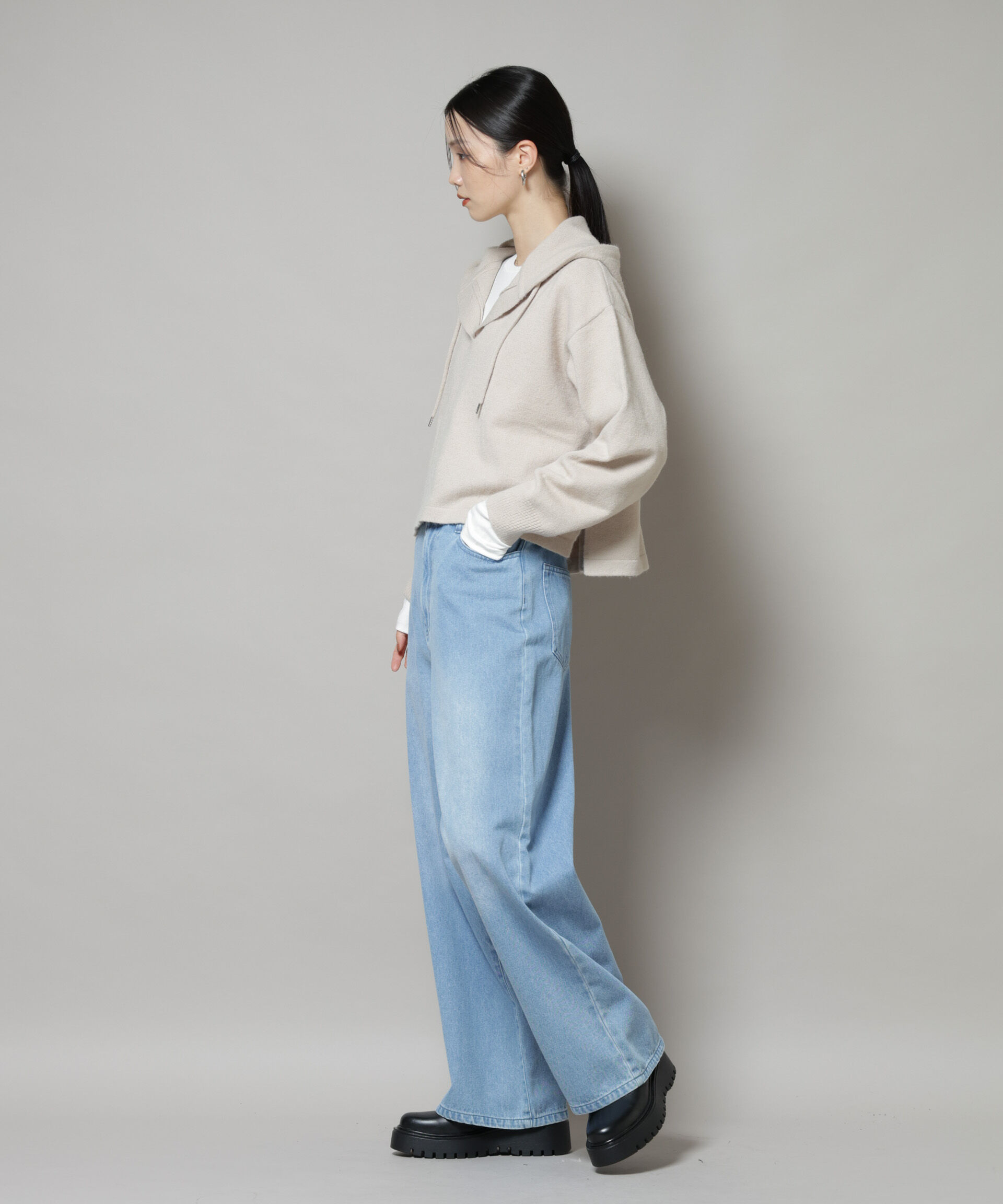 nano･universe「スキッパーフードニット」|ニット・セーター|