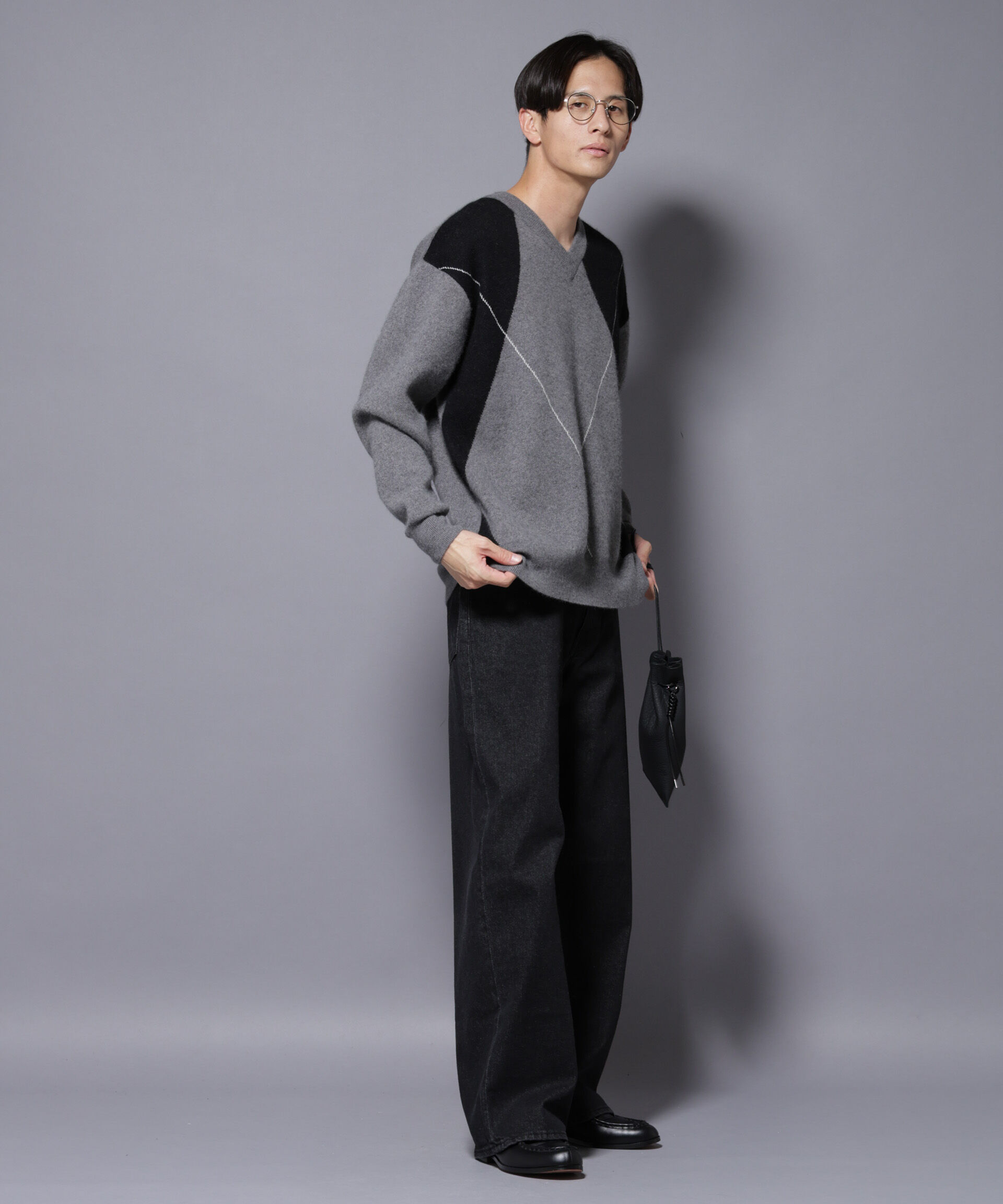 nano･universe「アンゴラ混アーガイルVネックニット」|ニット・セーター|