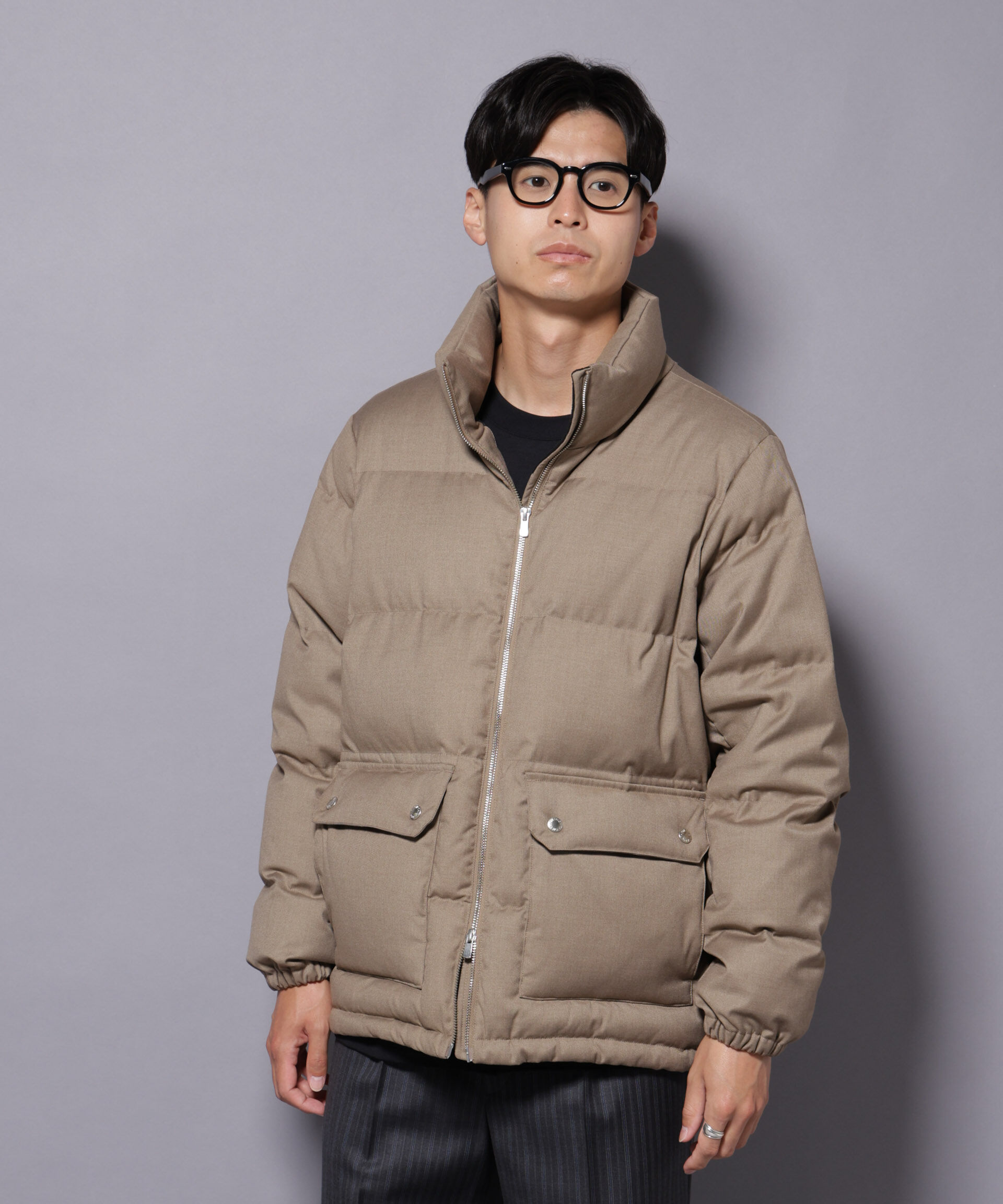 nano･universe「DELEGANTE エアリーサキソニー／グレンチェックTAIONダウンジャケット」|ダウン|