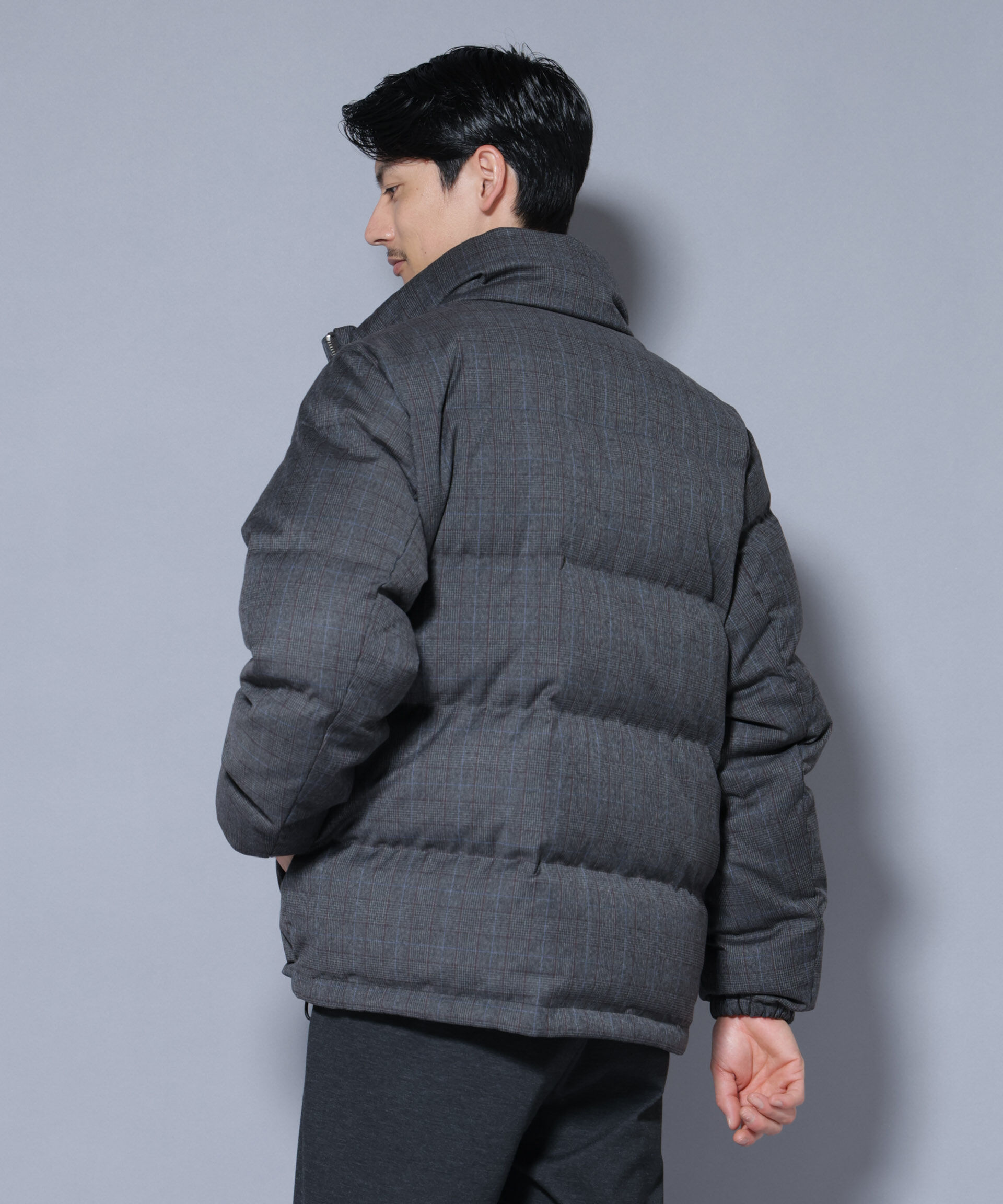 nano･universe「DELEGANTE エアリーサキソニー／グレンチェックTAIONダウンジャケット」|ダウン|