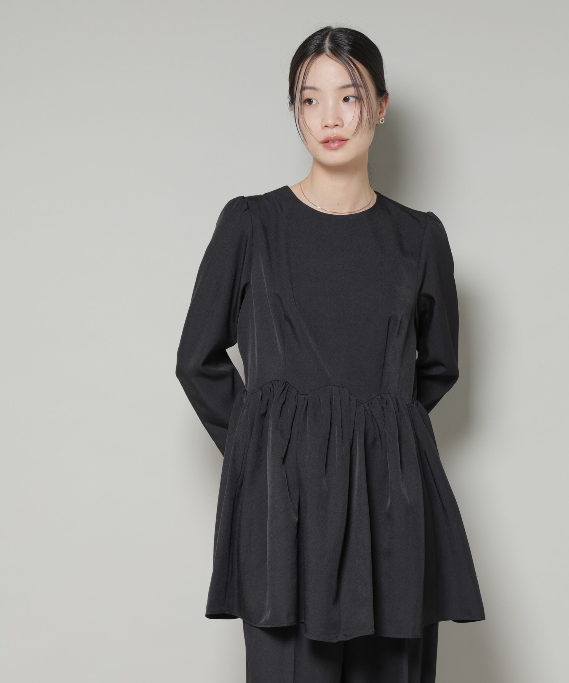 nano･universe「troisieme chaco/TWILL ペプラムトップス(セットアップ可)」|シャツ・ブラウス|